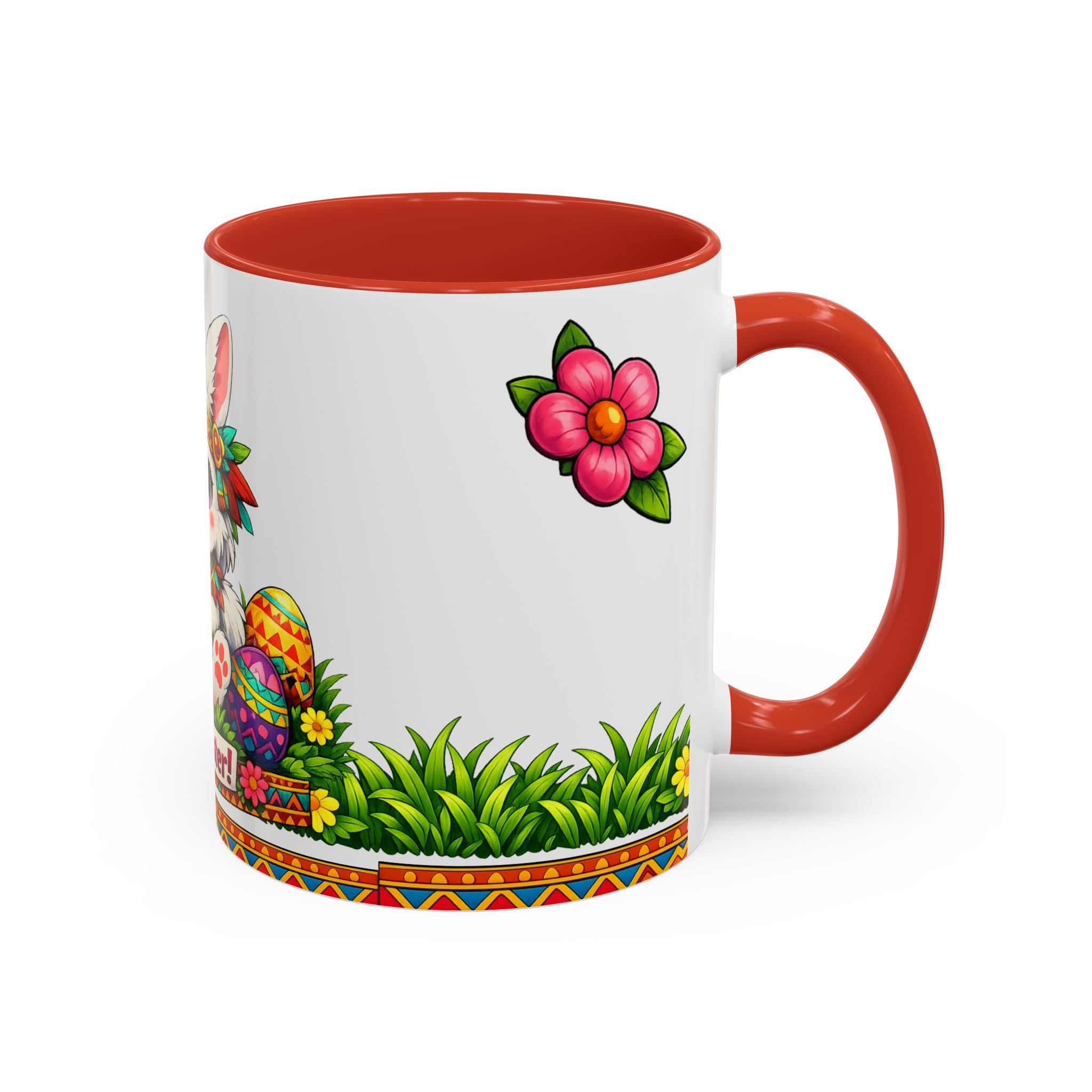 Cute Easter Bunny with Colorful Eggs Mug Accent Coffee Mug