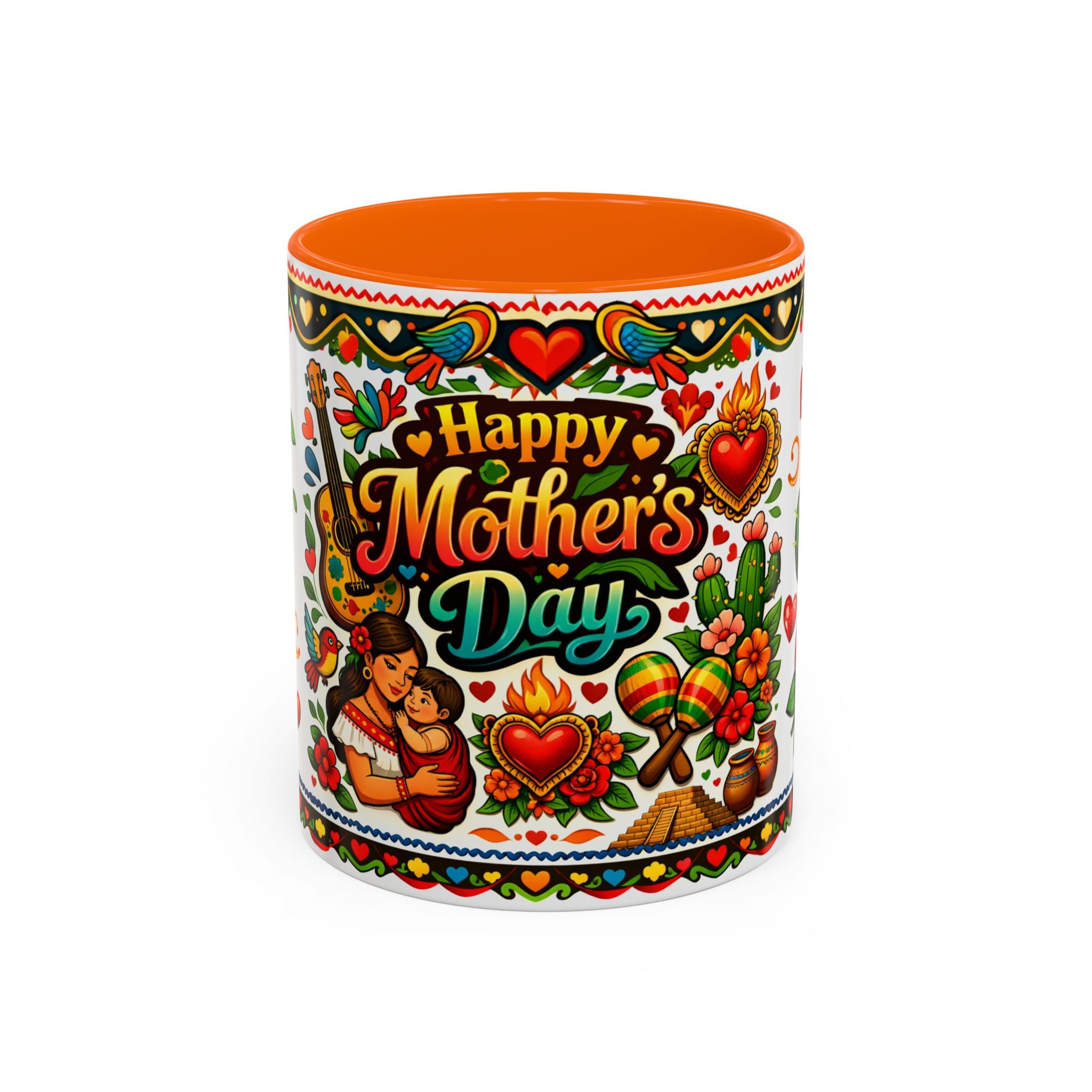 Happy Mother's Day Accent Coffee Mug – Colorful Mexican Folk Art Design
