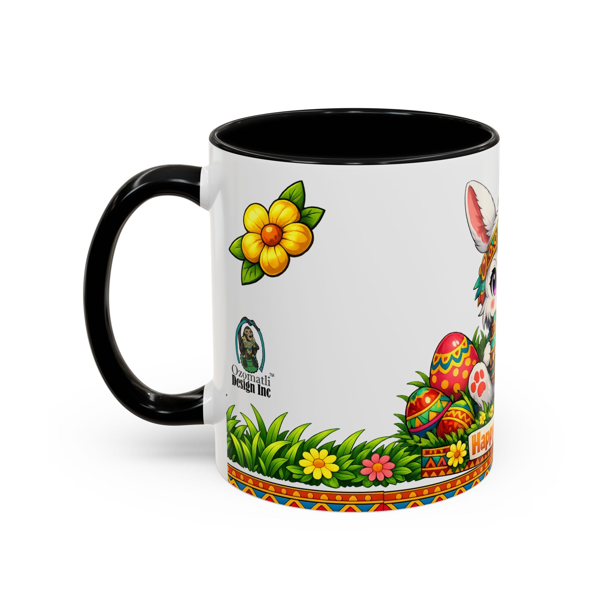 Cute Easter Bunny with Decorated Eggs Mug-Accent Coffee Mug EU