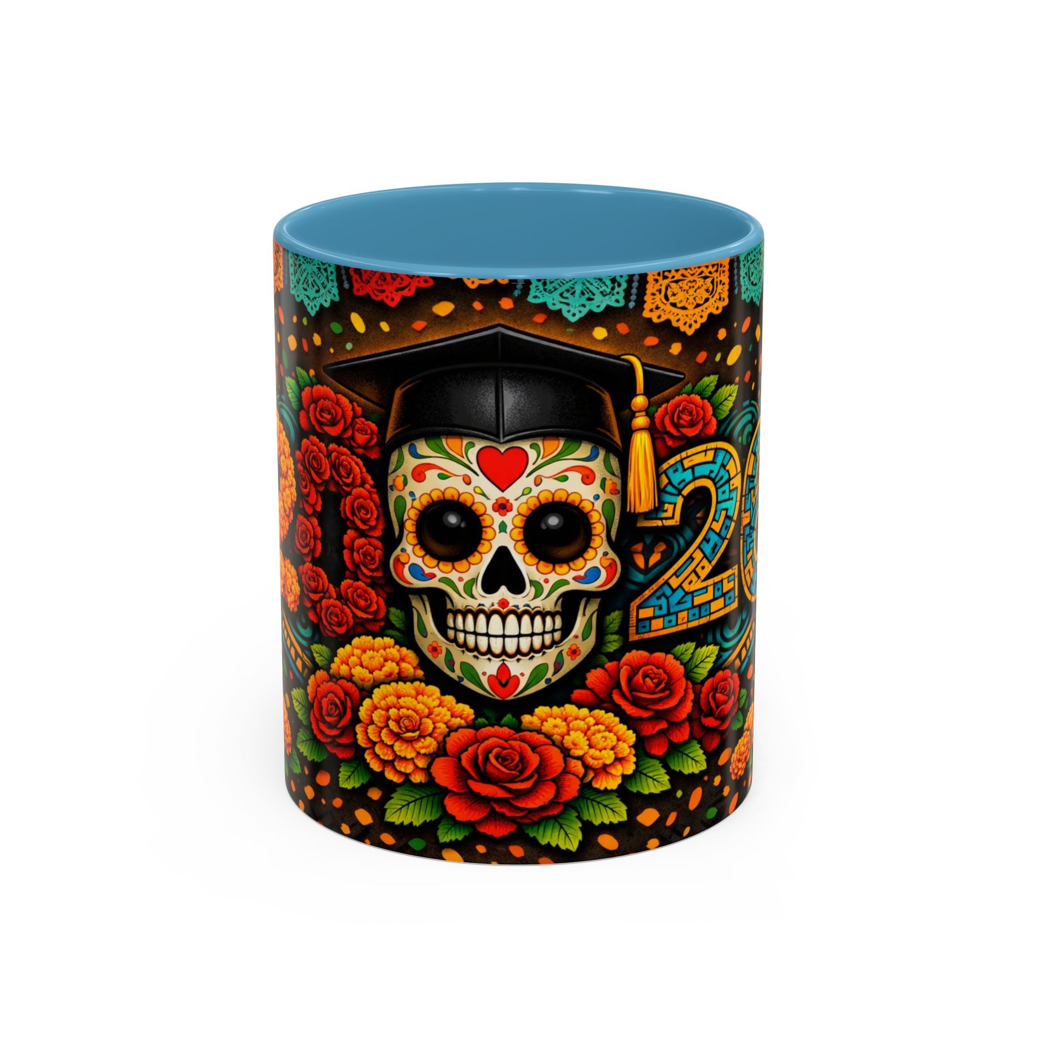 Day of the Dead Graduation Skull Accent Coffee Mug — Class of '26 Cappuccino Cup