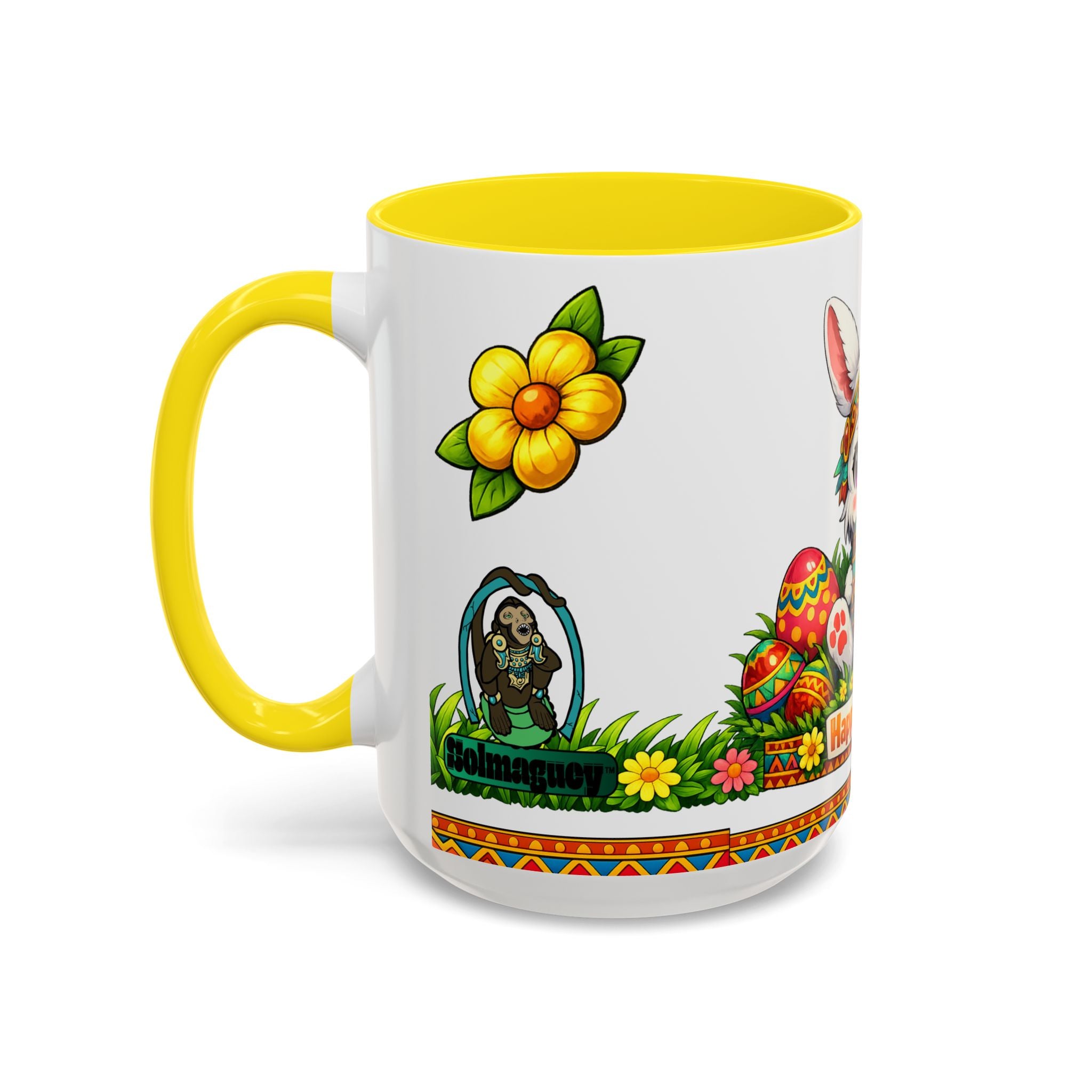 Cute Easter Bunny with Colorful Eggs Mug Accent Coffee Mug