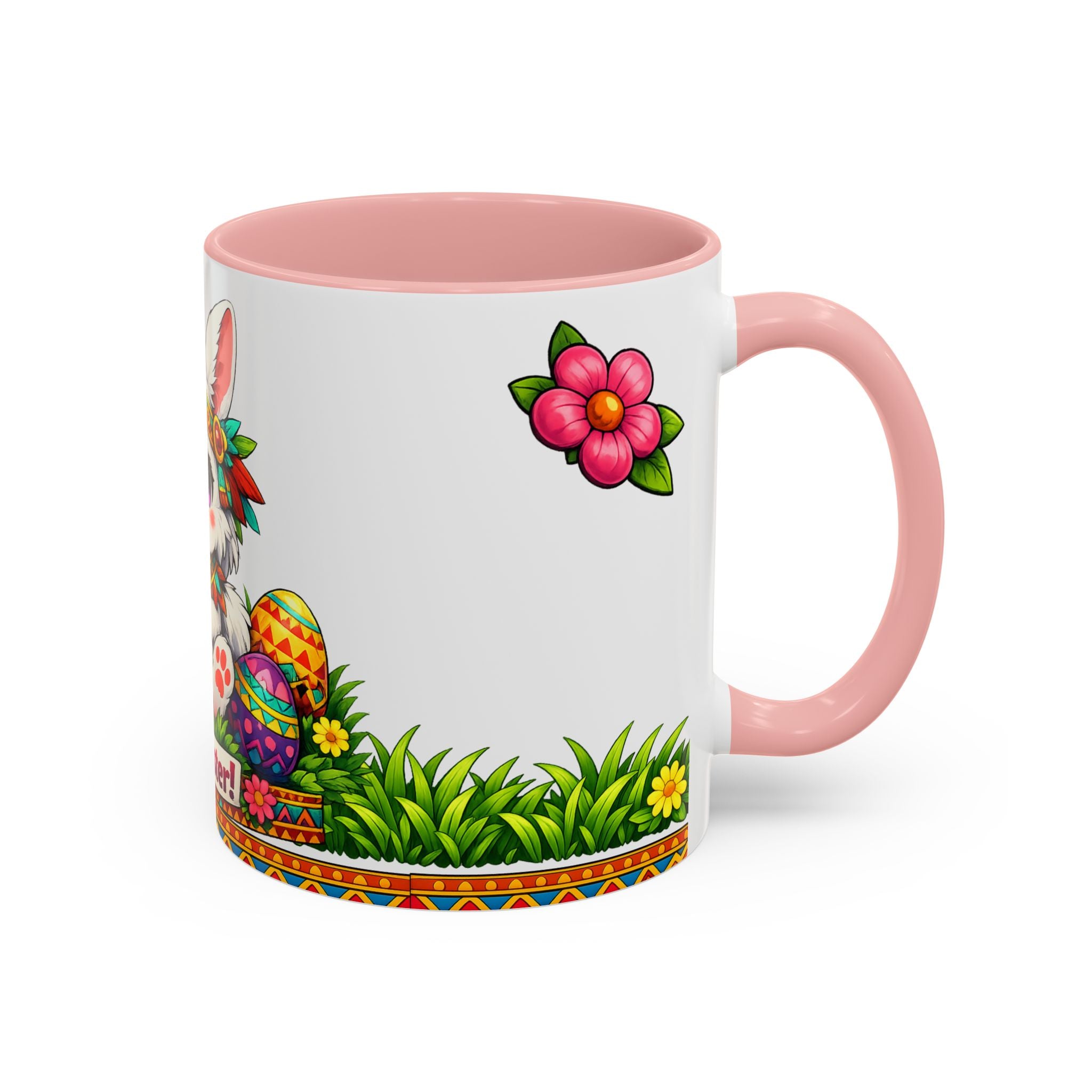 Cute Easter Bunny with Colorful Eggs Mug Accent Coffee Mug EU