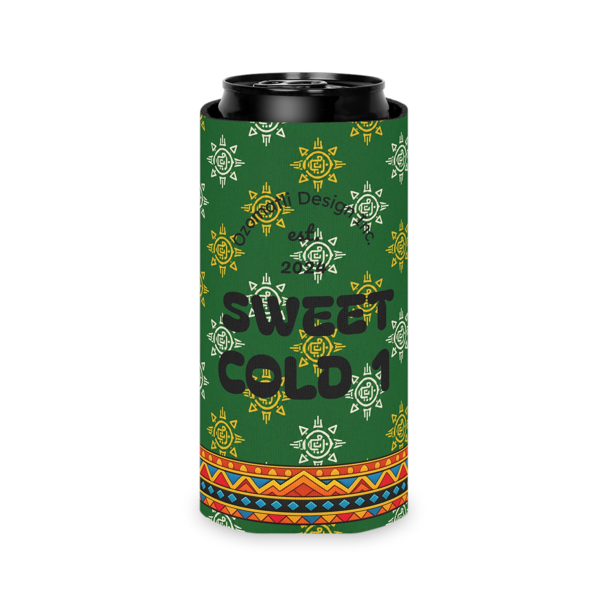 Aztec Monkey Warrior Can Cooler — “Sweet Cold 1” Insulated Beverage Holder