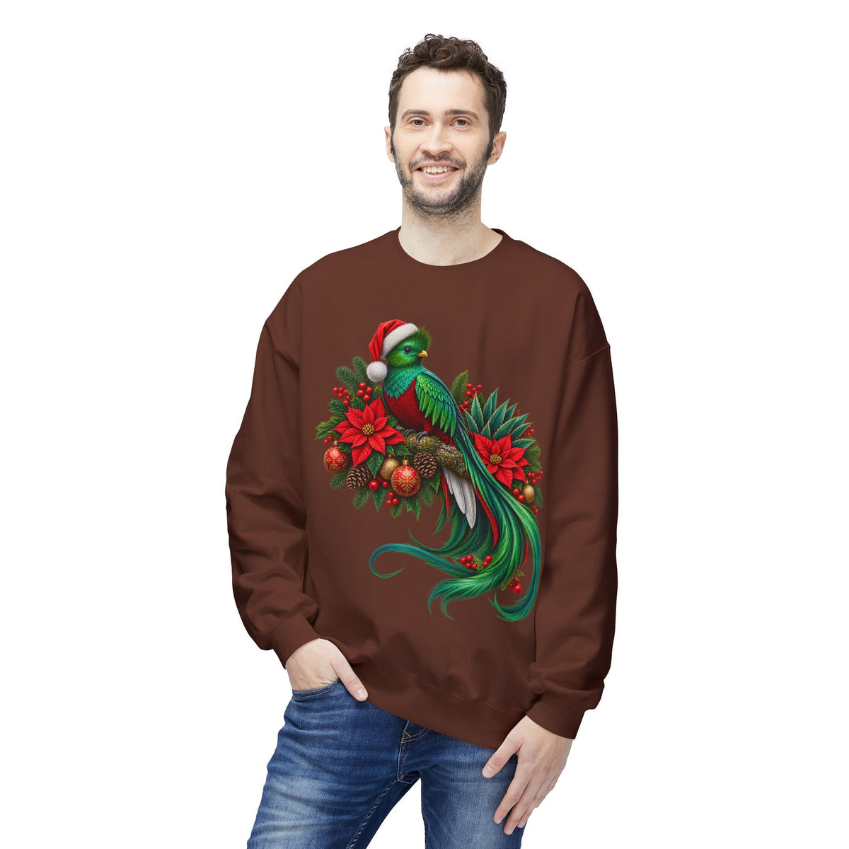 Quetzal Navideño™ Christmas Crewneck Sweatshirt | Festive Quetzal Bird Sweater | Solmaguey™
