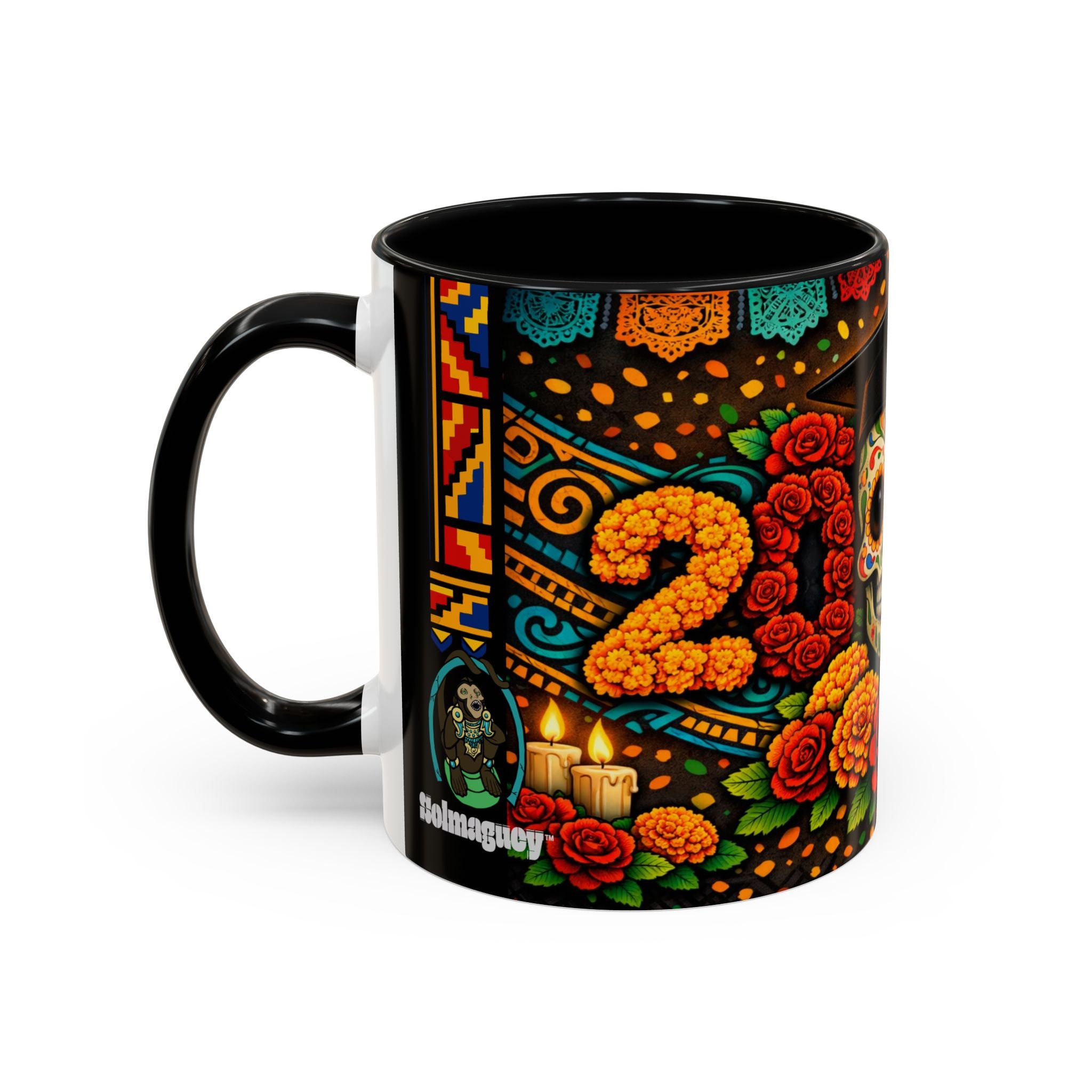 Day of the Dead Graduation Skull Accent Coffee Mug — Class of '26 Cappuccino Cup