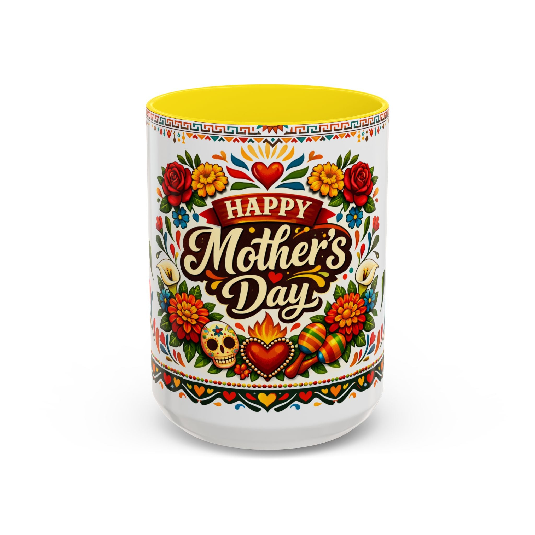 Happy Mother's Day Accent Mug-Colorful Floral Day of the Dead Design (11/15oz)