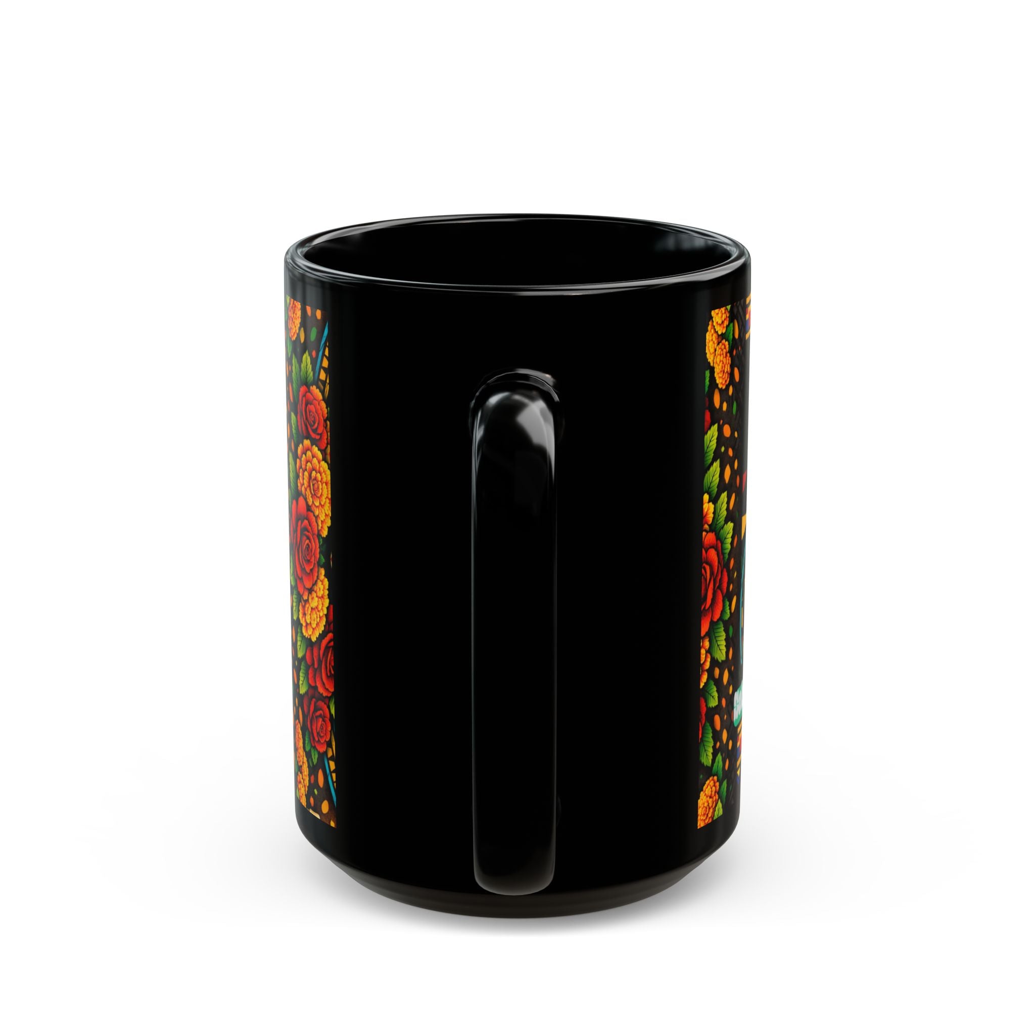 Happy Mother's Day Mexican Fiesta Mug — Colorful Floral & Sombrero Design (Black 11oz/15oz)