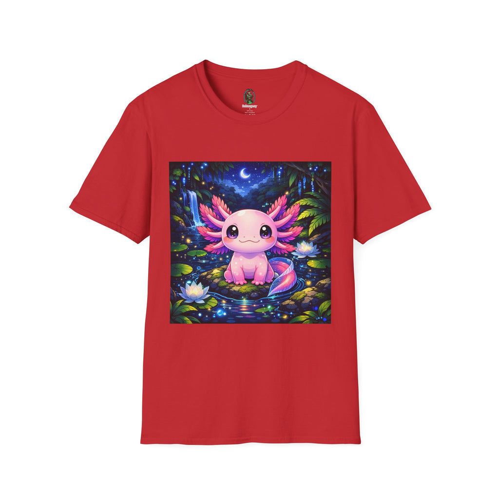 Axolotl Night Pond T-Shirt — Cute Pink Axolotl Art Tee
