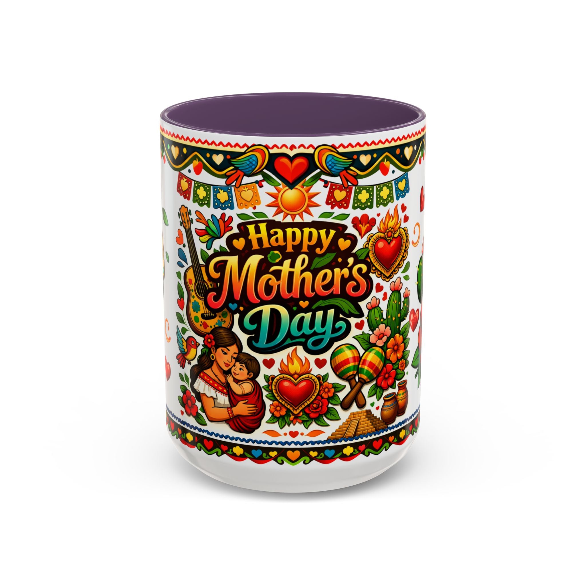 Happy Mother's Day Accent Coffee Mug – Colorful Mexican Folk Art Design
