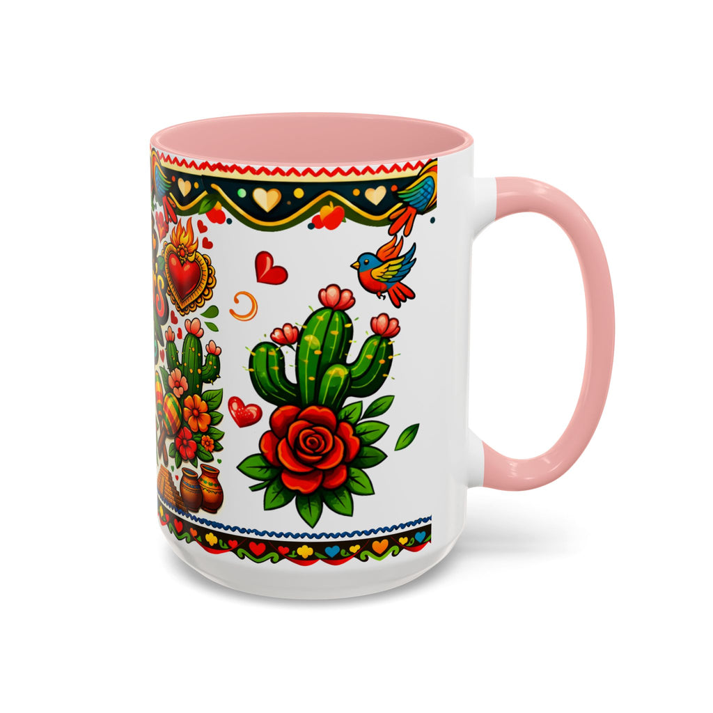 Happy Mother's Day Accent Coffee Mug – Colorful Mexican Folk Art Design