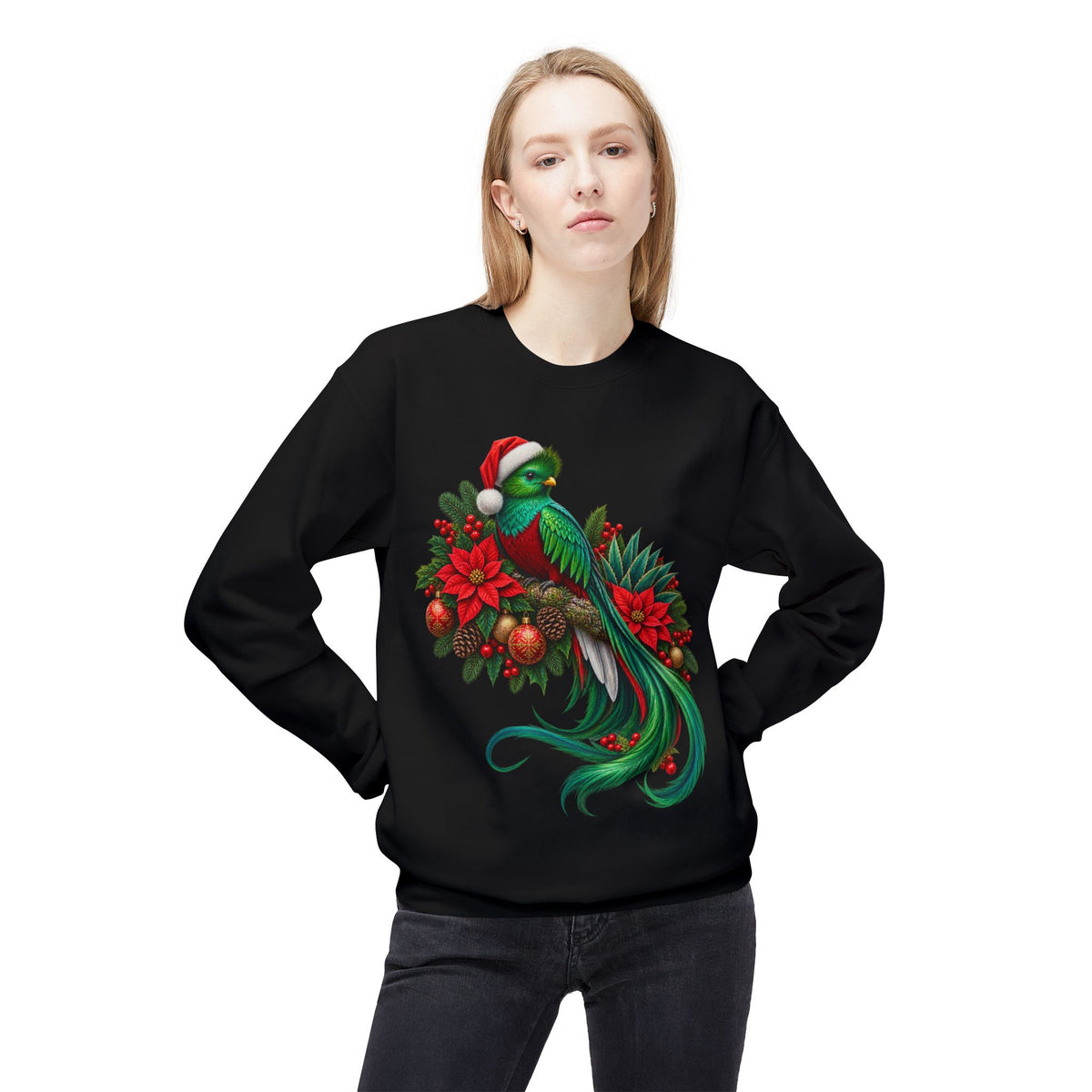 Quetzal Navideño™ Christmas Crewneck Sweatshirt | Festive Quetzal Bird Sweater | Solmaguey™