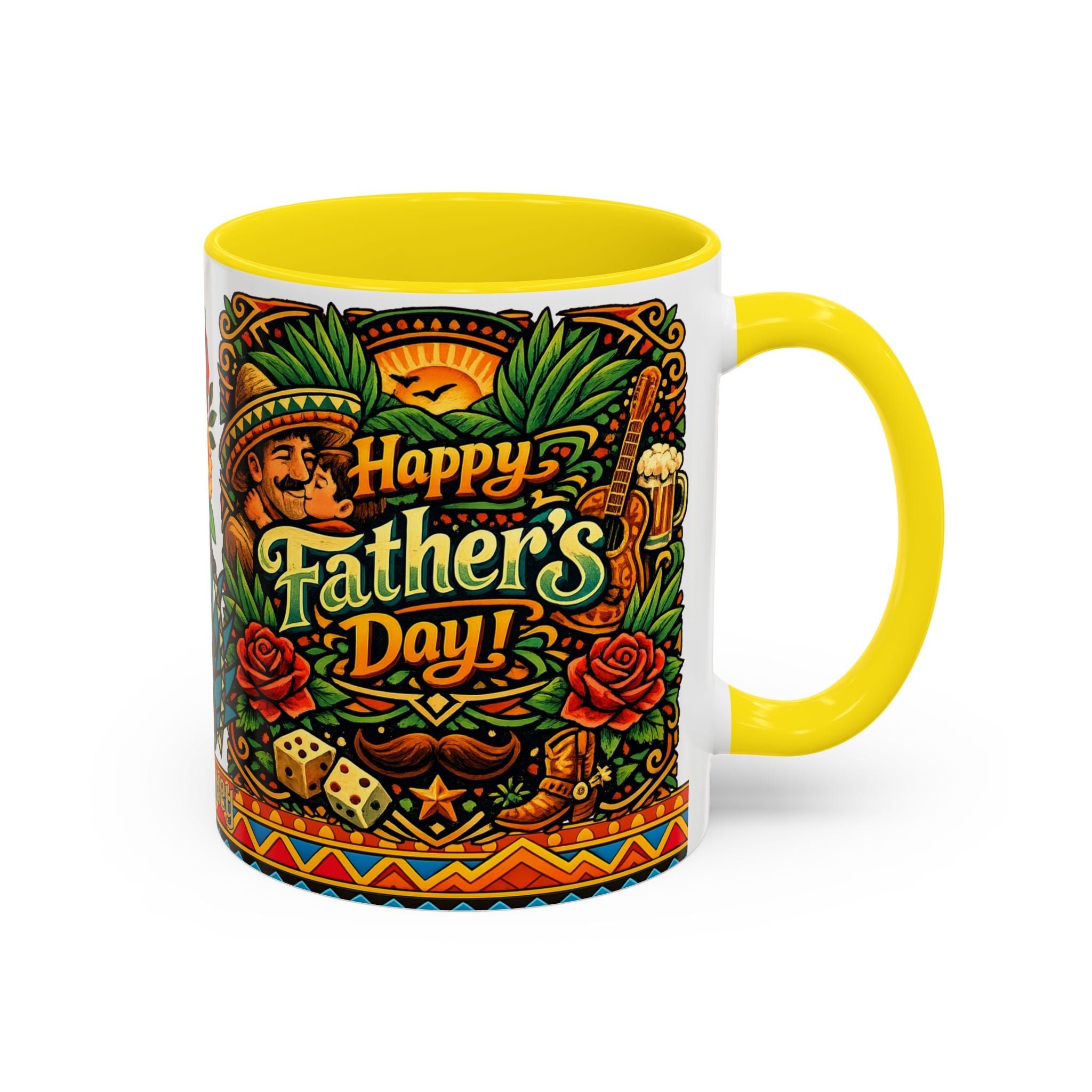 Happy Father's Day Accent Mug — Festive Father's Day Coffee Mug | Solmaguey™