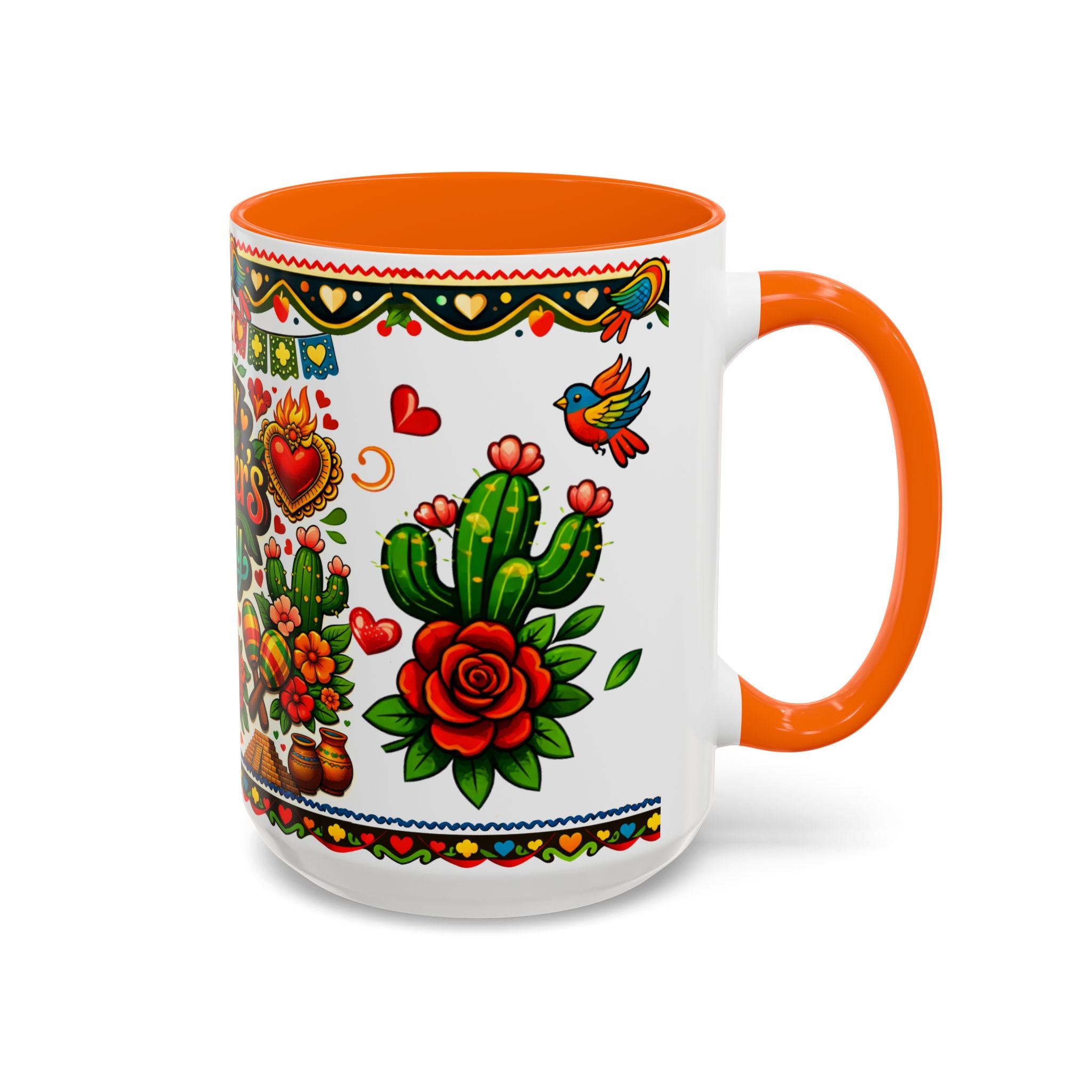 Happy Mother's Day Accent Coffee Mug – Colorful Mexican Folk Art Design