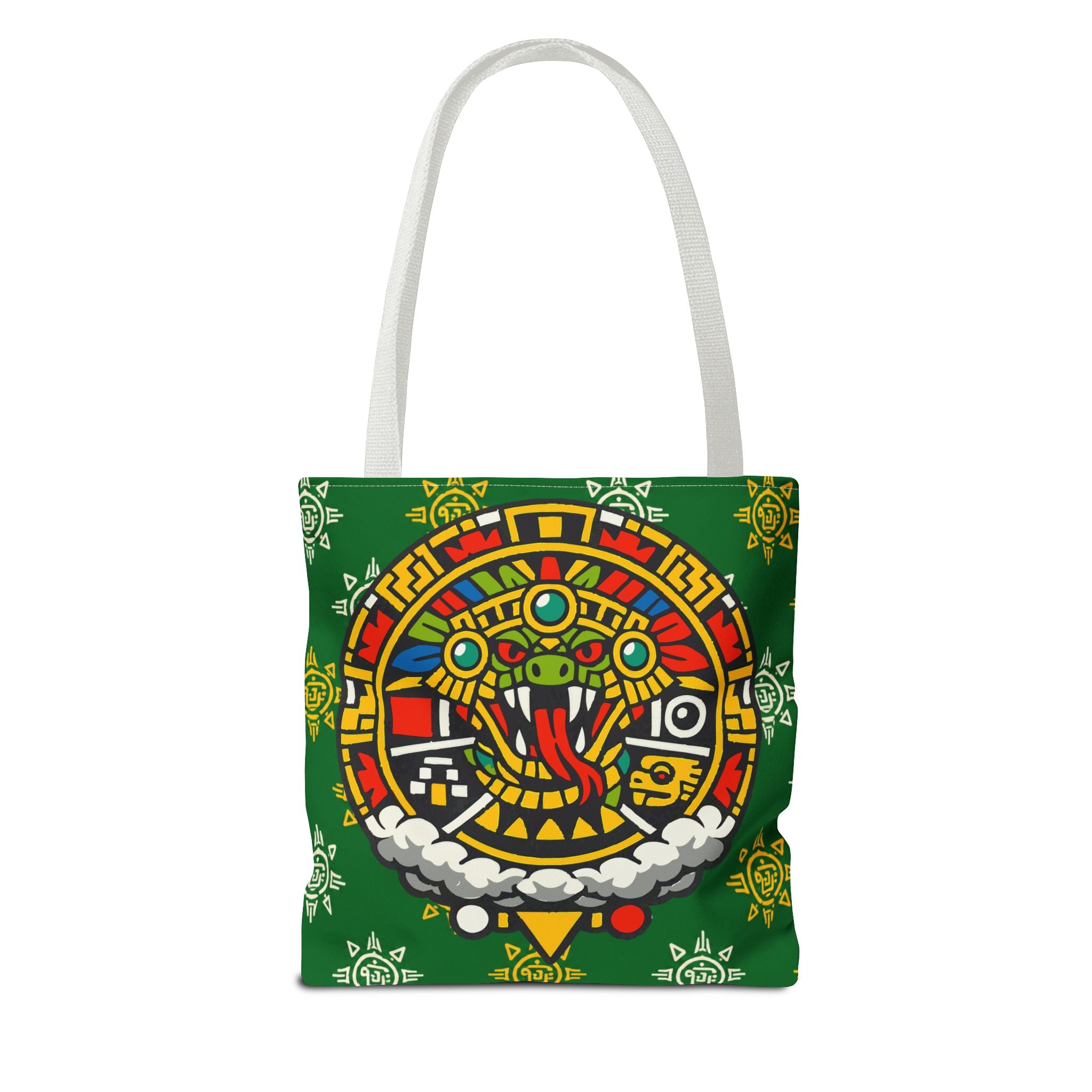 Quetzalcoatl Rising Tote Bag — Aztec Feathered Serpent All-Over Print