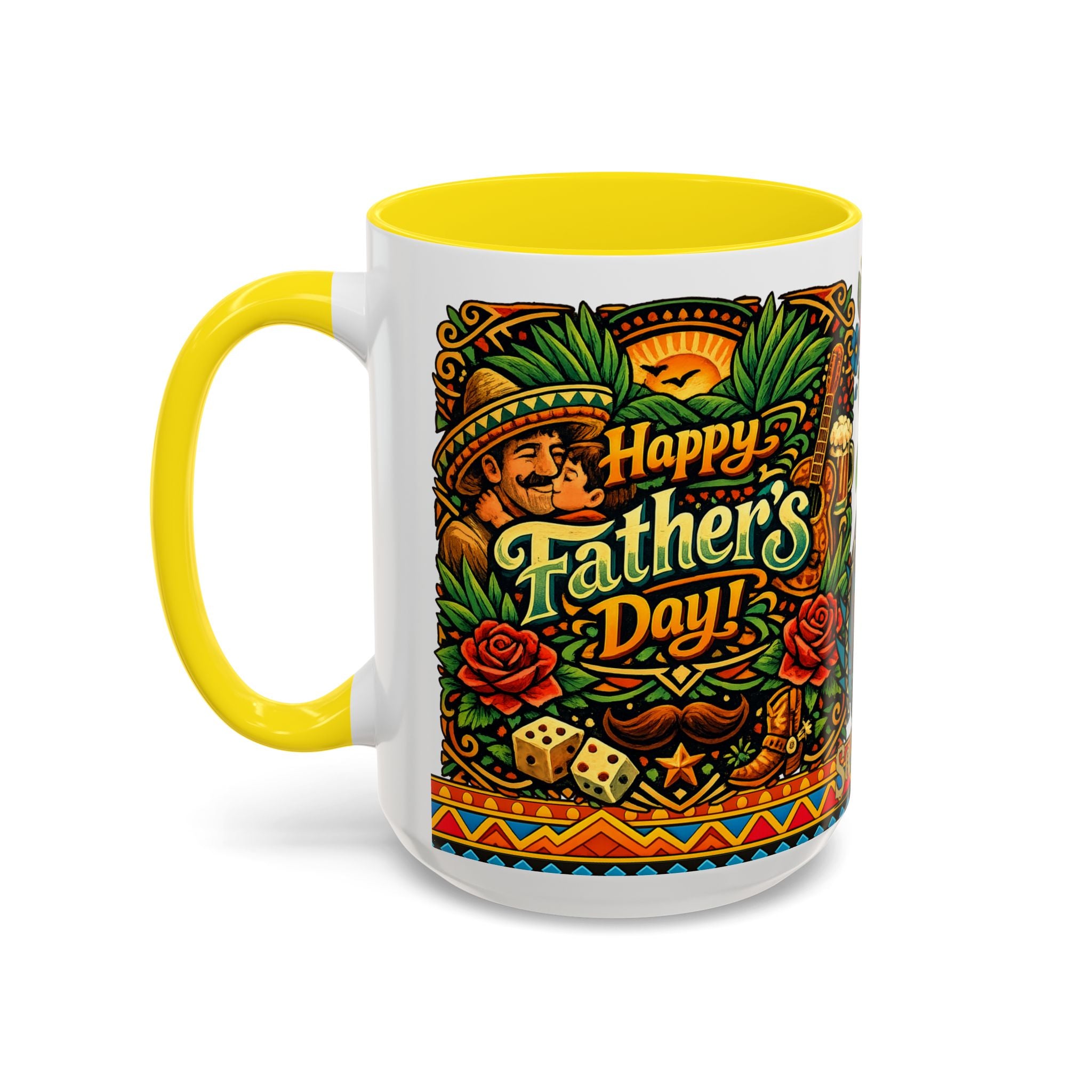 Happy Father's Day Accent Mug — Festive Father's Day Coffee Mug | Solmaguey™