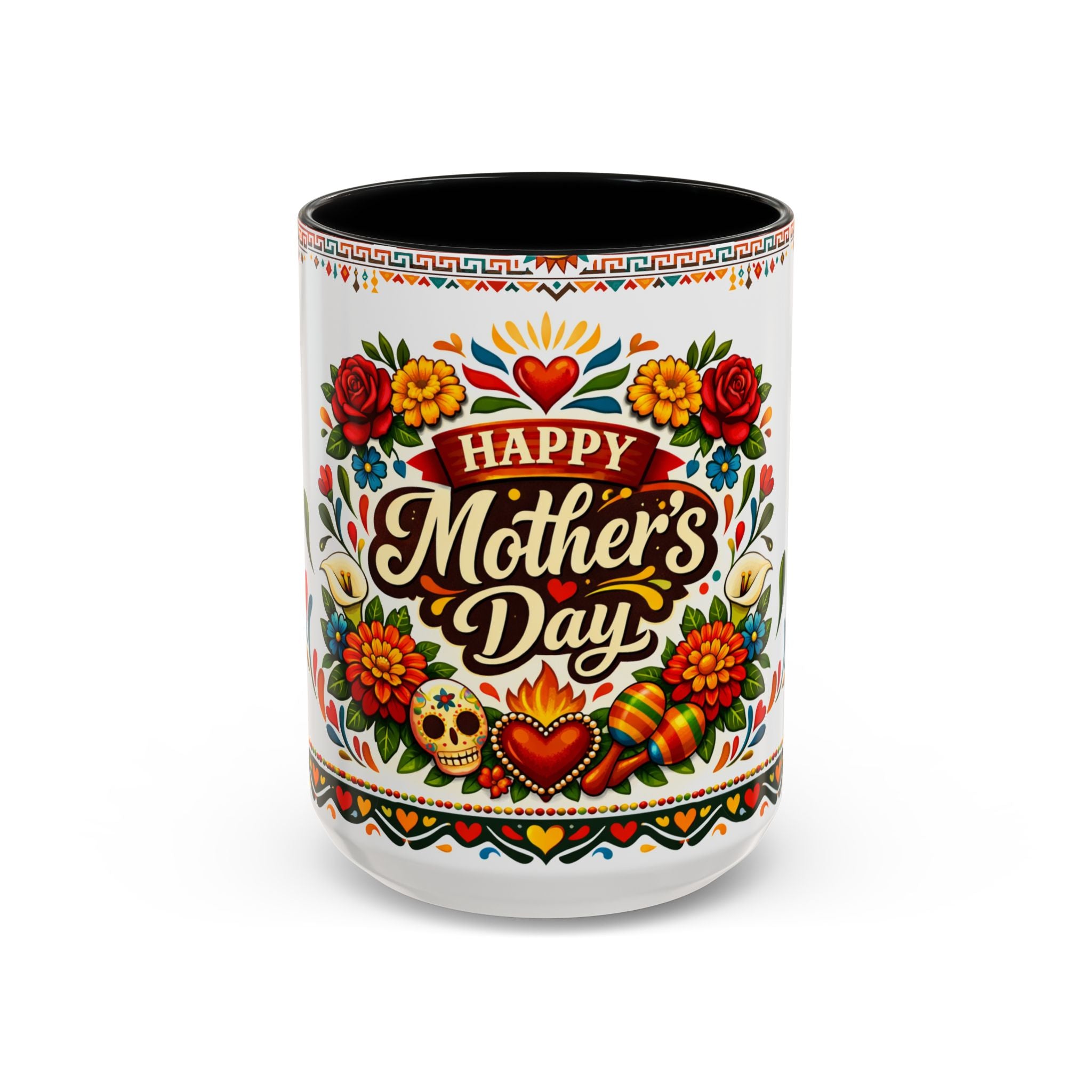 Happy Mother's Day Accent Mug-Colorful Floral Day of the Dead Design (11/15oz)
