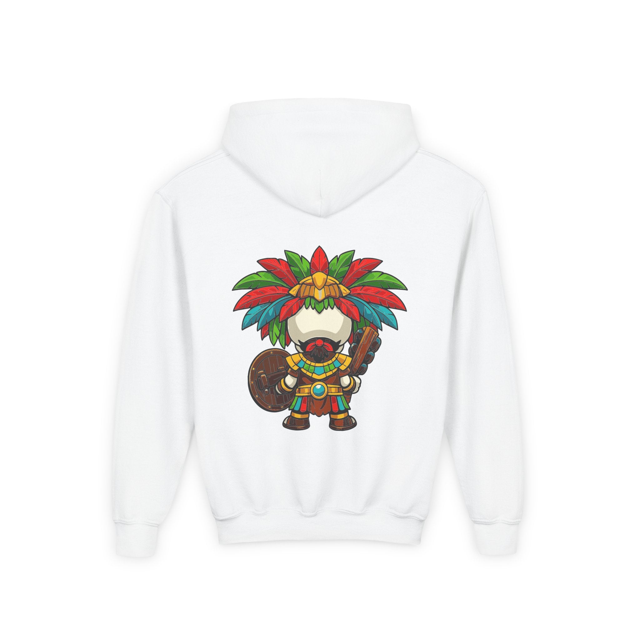 Youth Hoodie — Colorful Aztec Sugar Skull & Warrior Kids Pullover