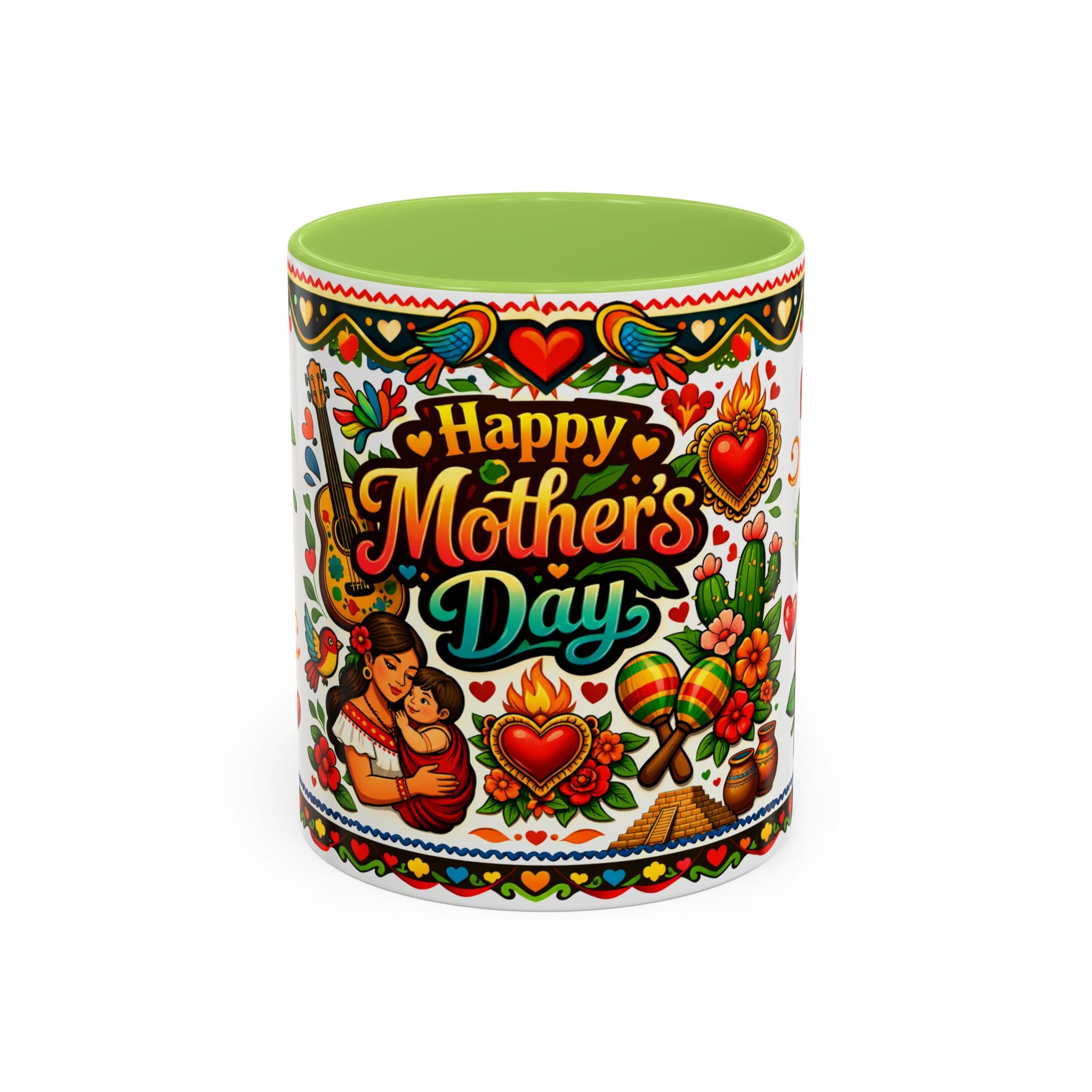 Happy Mother's Day Accent Coffee Mug – Colorful Mexican Folk Art Design