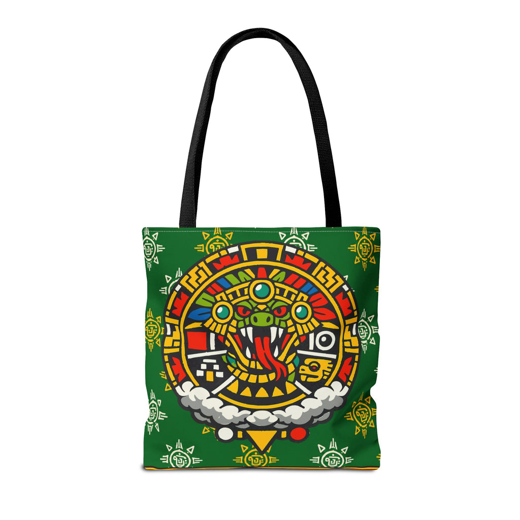 Quetzalcoatl Rising Tote Bag — Aztec Feathered Serpent All-Over Print