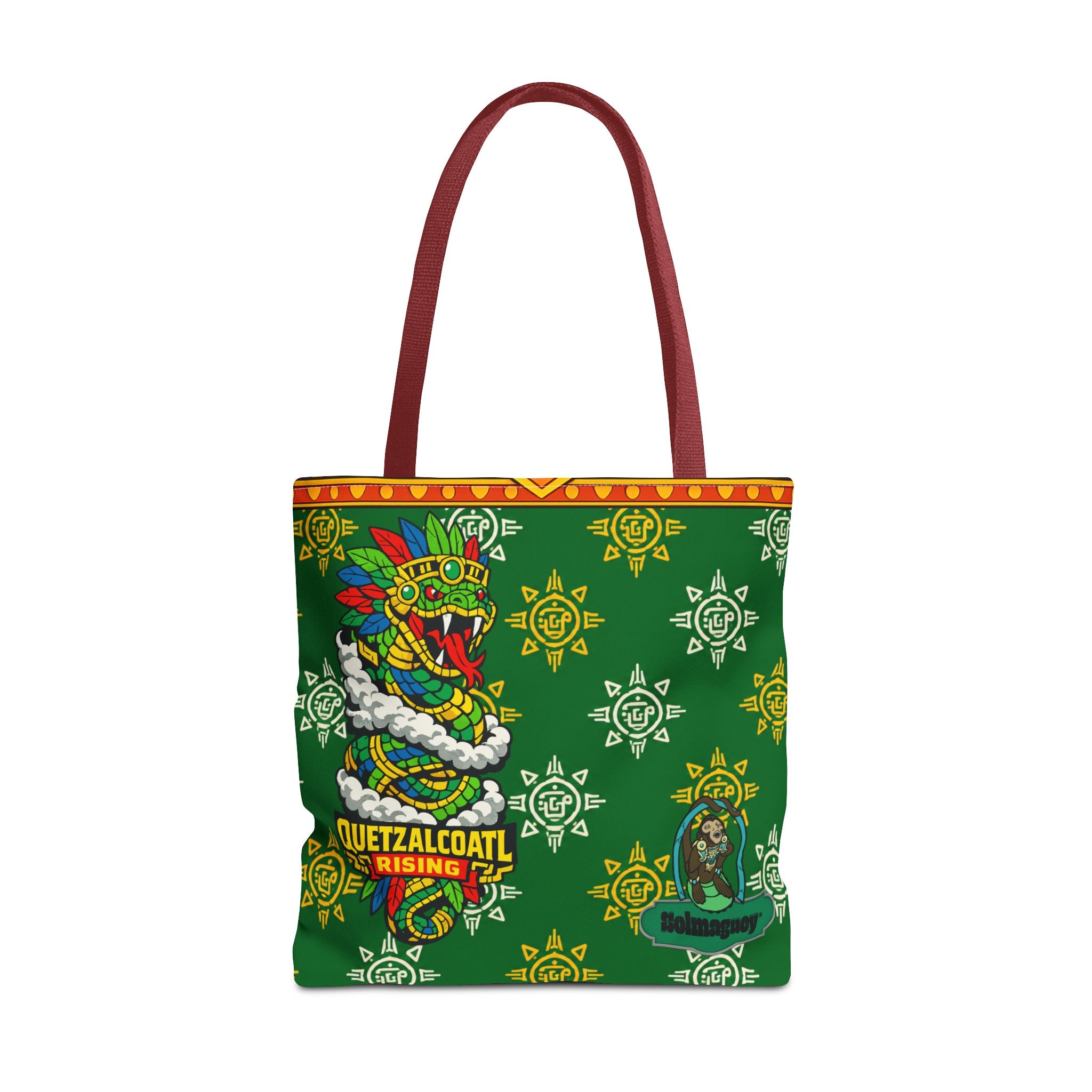 Quetzalcoatl Rising Tote Bag — Aztec Feathered Serpent All-Over Print