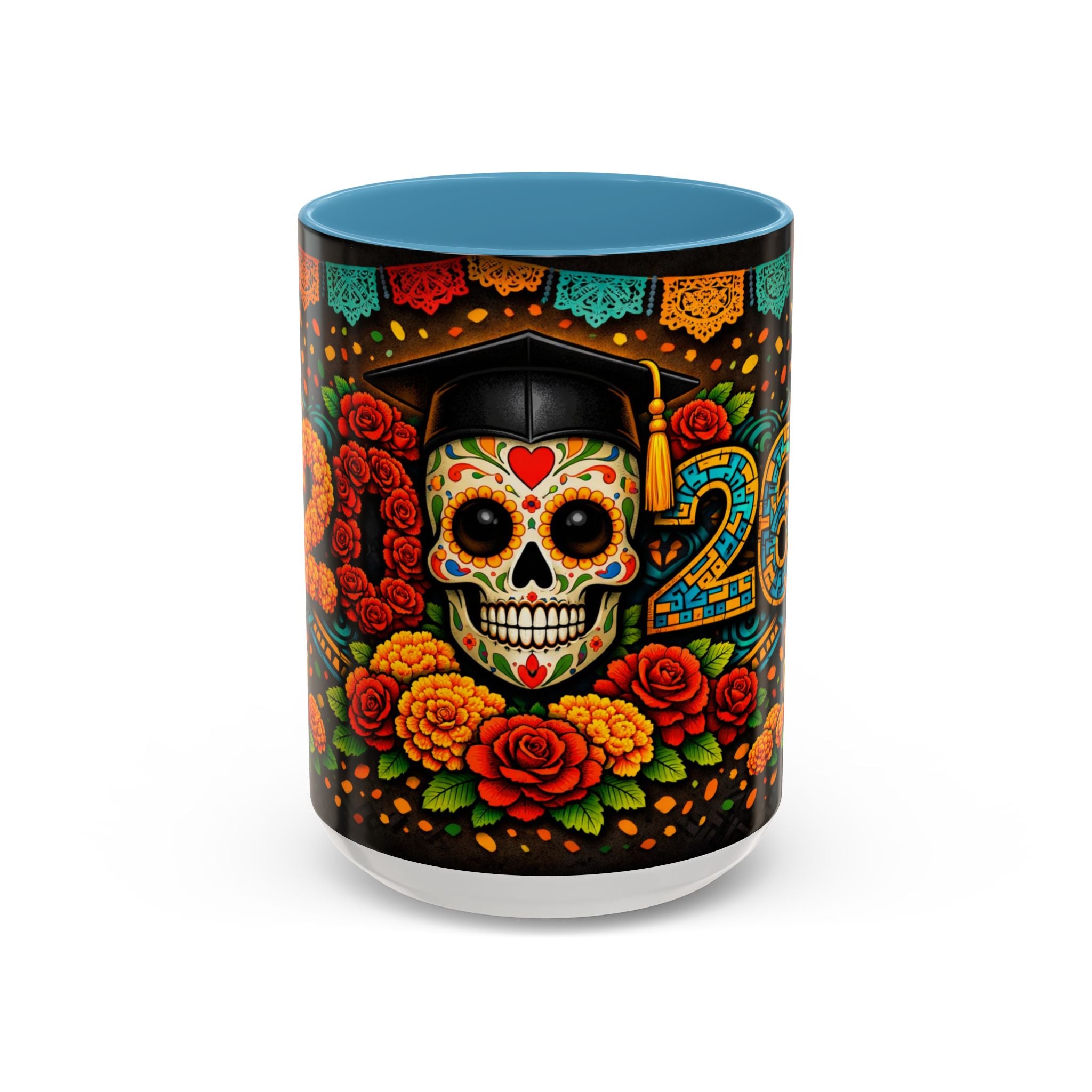 Day of the Dead Graduation Skull Accent Coffee Mug — Class of '26 Cappuccino Cup