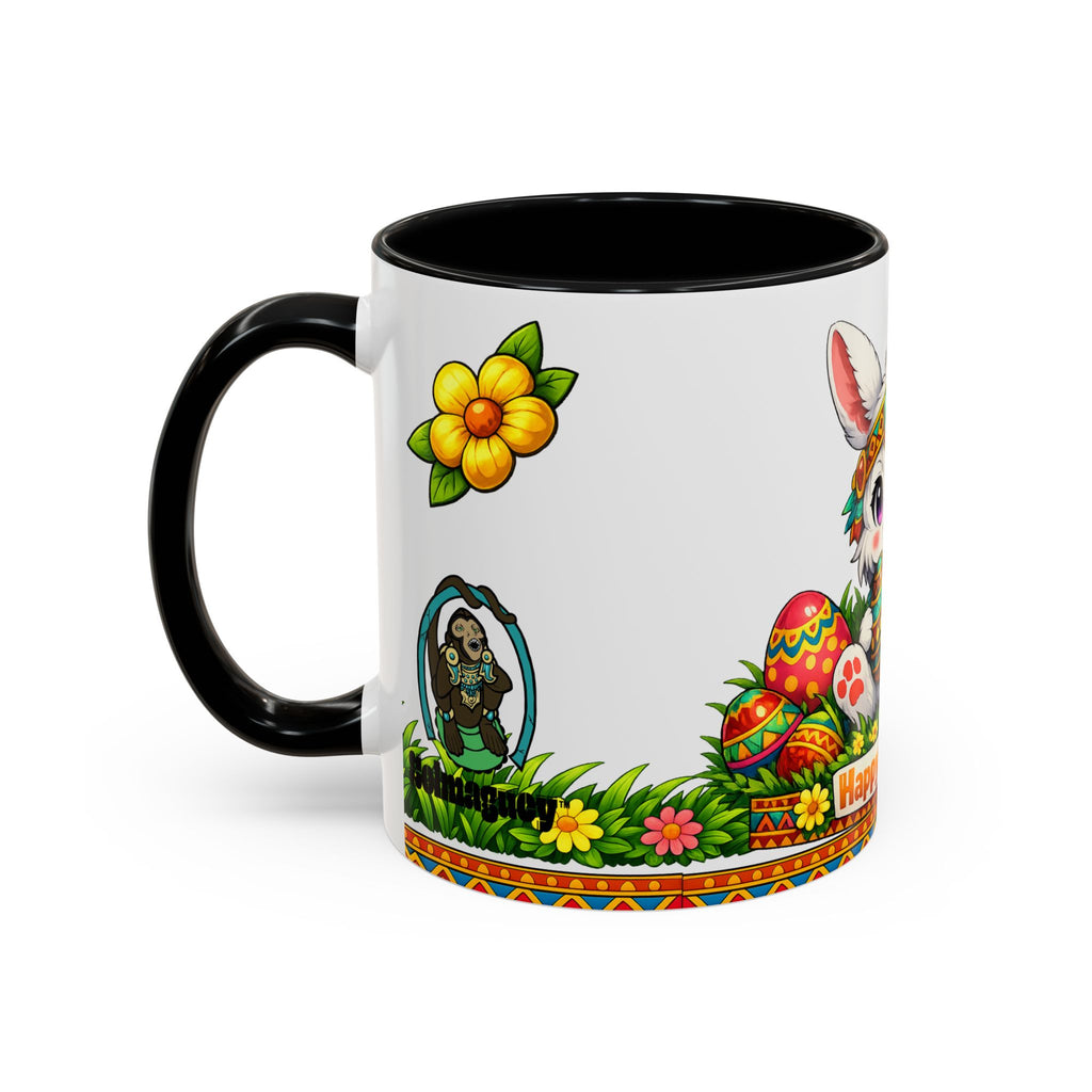 Cute Easter Bunny with Colorful Eggs Mug Accent Coffee Mug EU