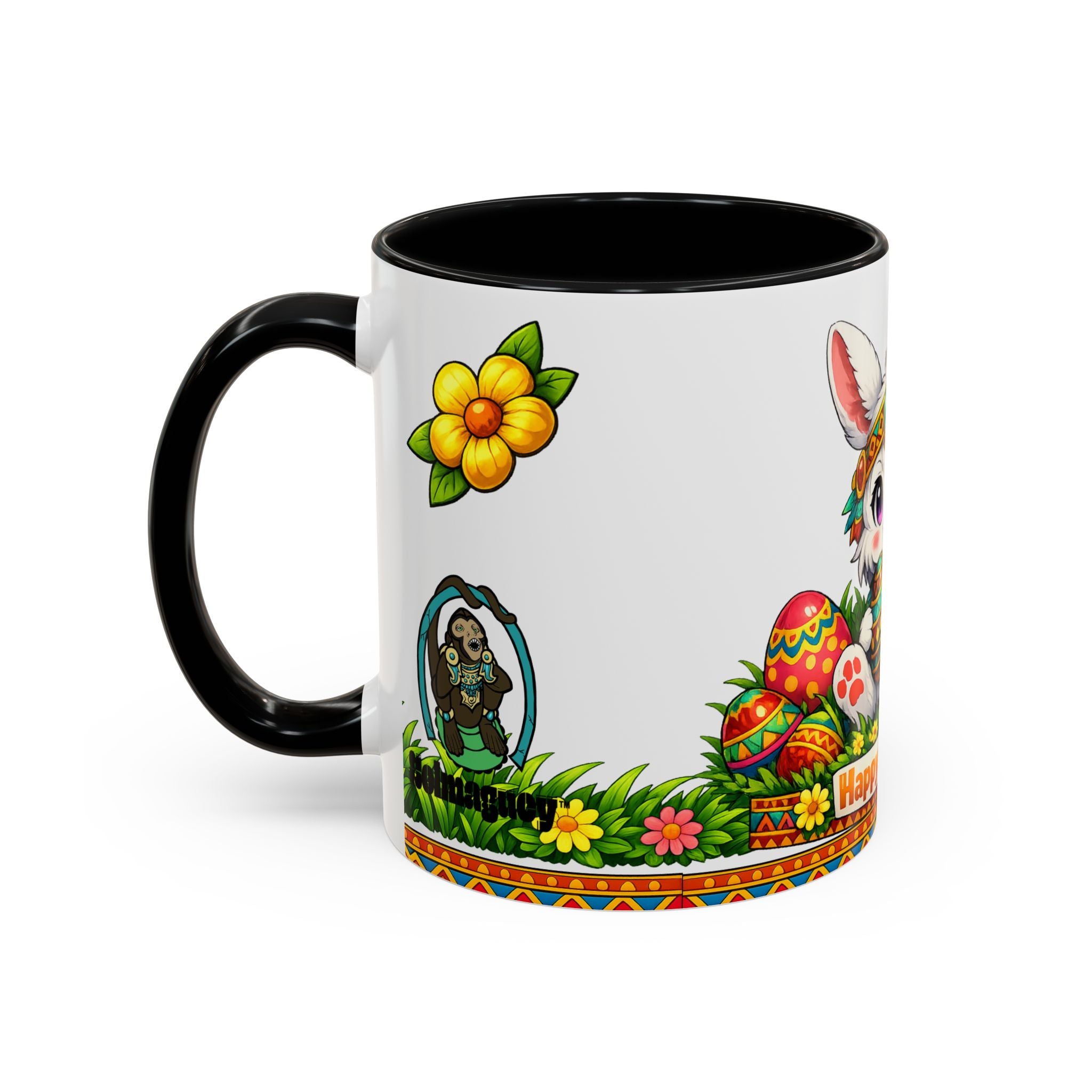 Cute Easter Bunny with Colorful Eggs Mug Accent Coffee Mug EU