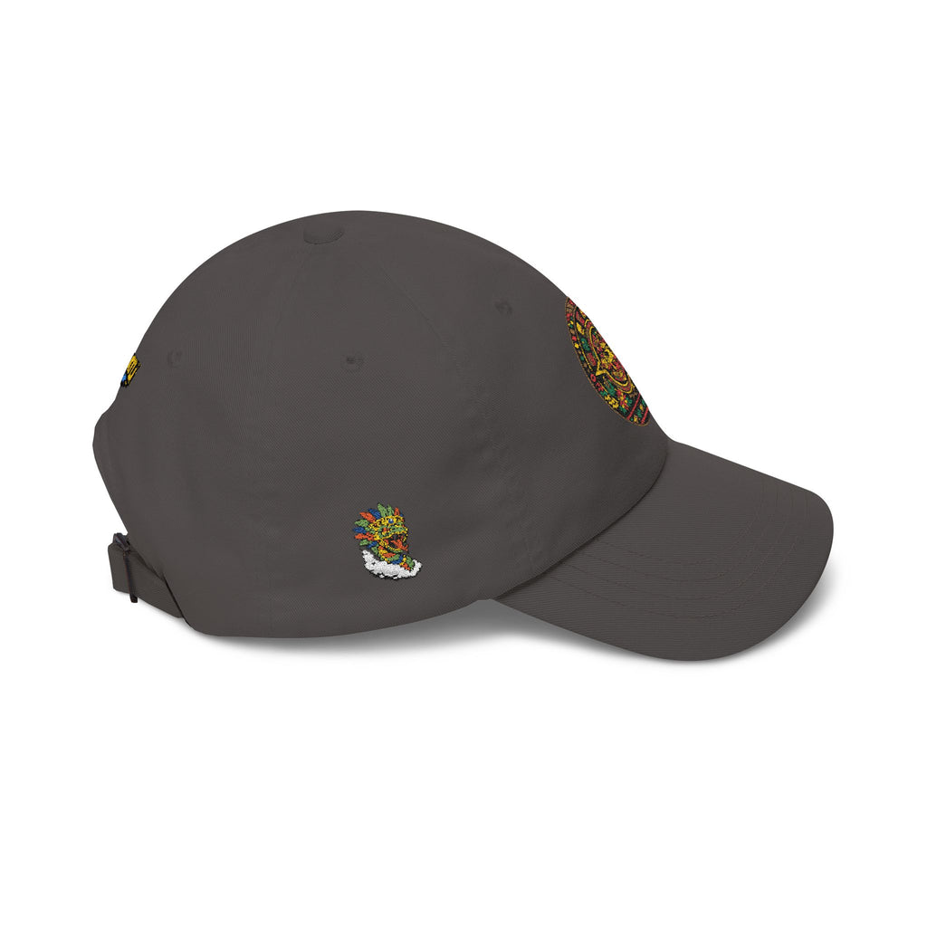 Dad Cap — Colorful Aztec Calendar & Quetzalcoatl Embroidered Hat