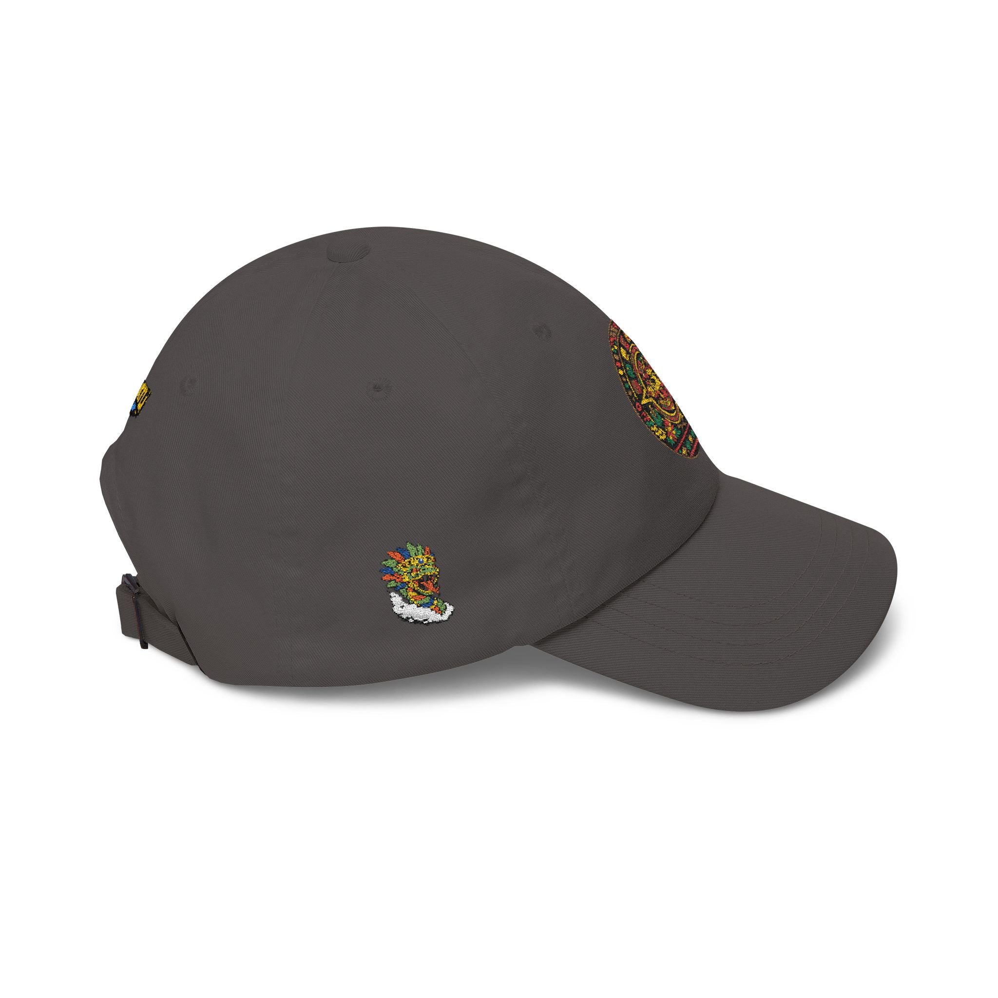 Dad Cap — Colorful Aztec Calendar & Quetzalcoatl Embroidered Hat
