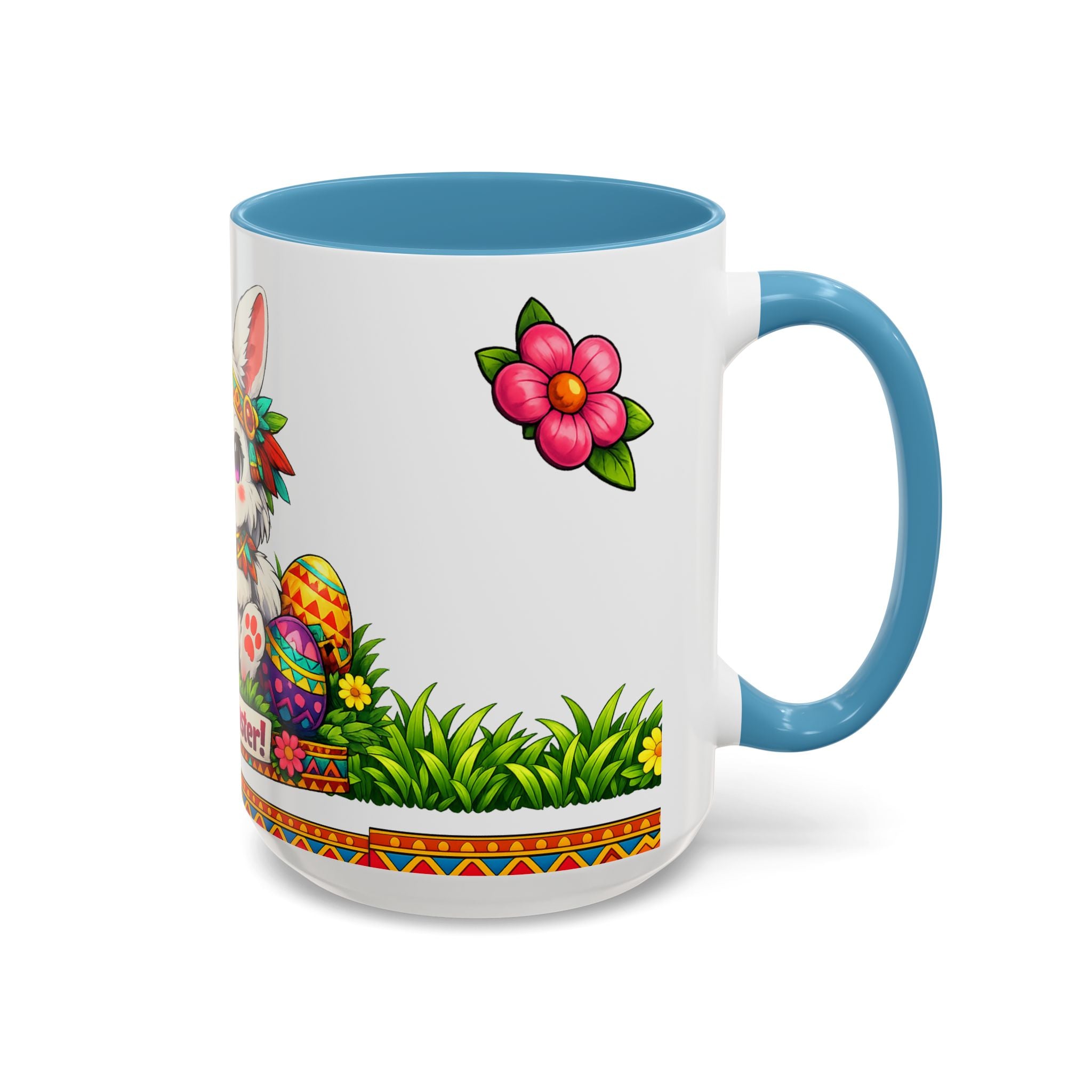 Cute Easter Bunny with Colorful Eggs Mug Accent Coffee Mug