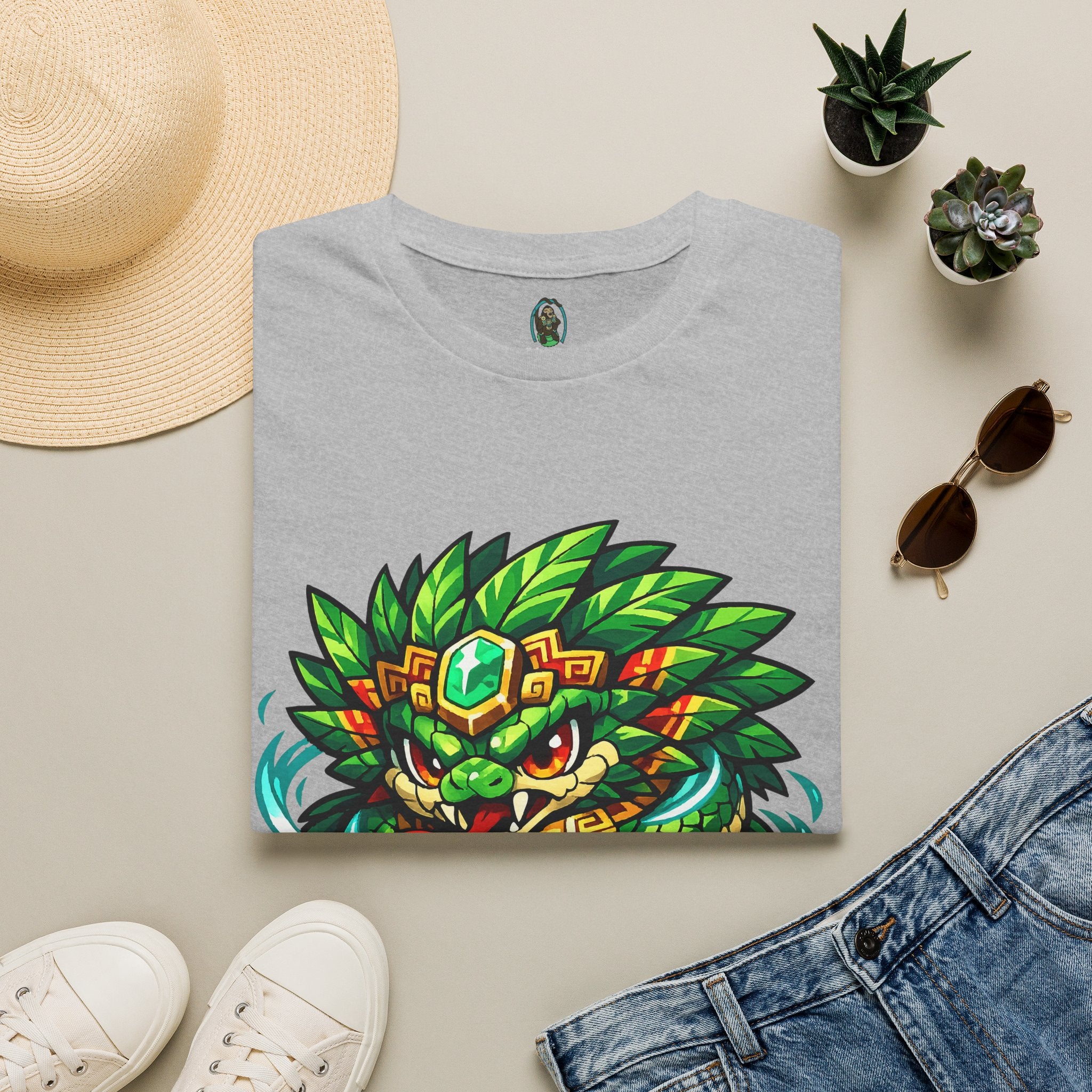 Aztec Feathered Serpent T-Shirt — Vibrant Quetzalcoatl Graphic Tee