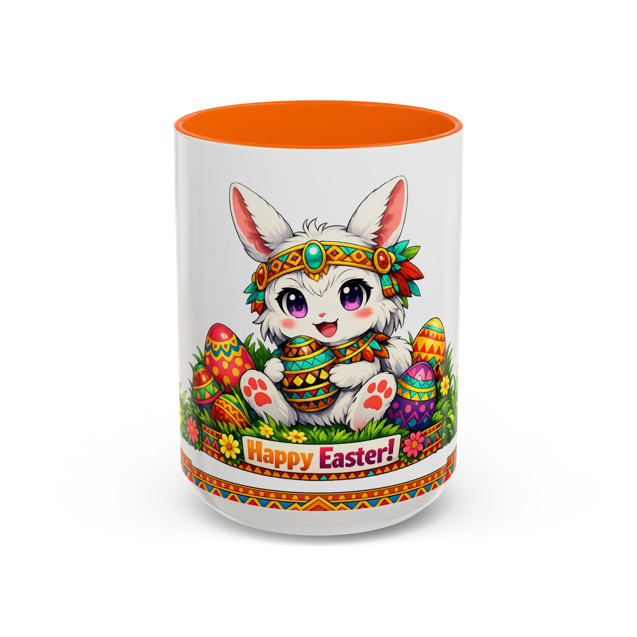 Cute Easter Bunny with Colorful Eggs Mug Accent Coffee Mug