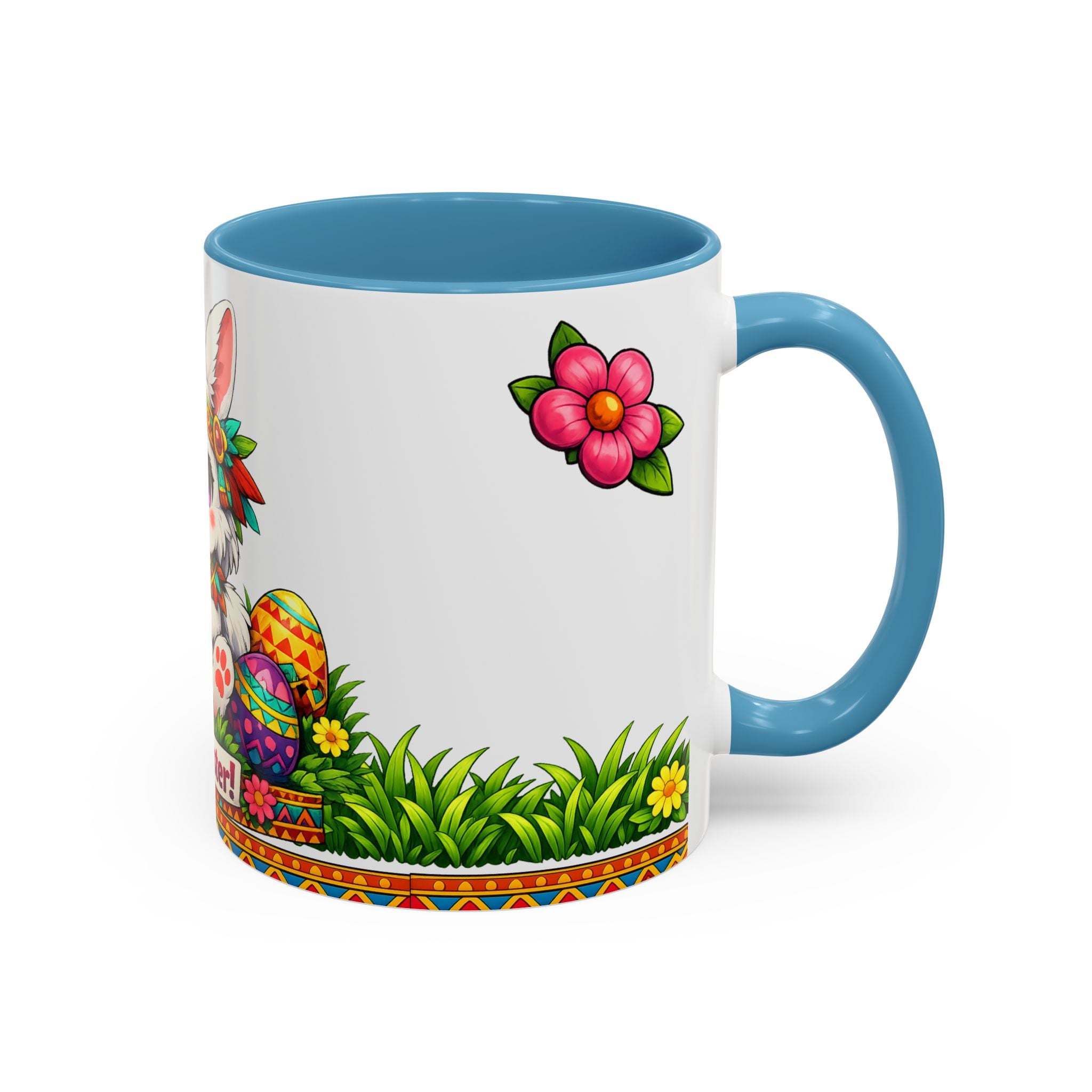 Cute Easter Bunny with Colorful Eggs Mug Accent Coffee Mug EU