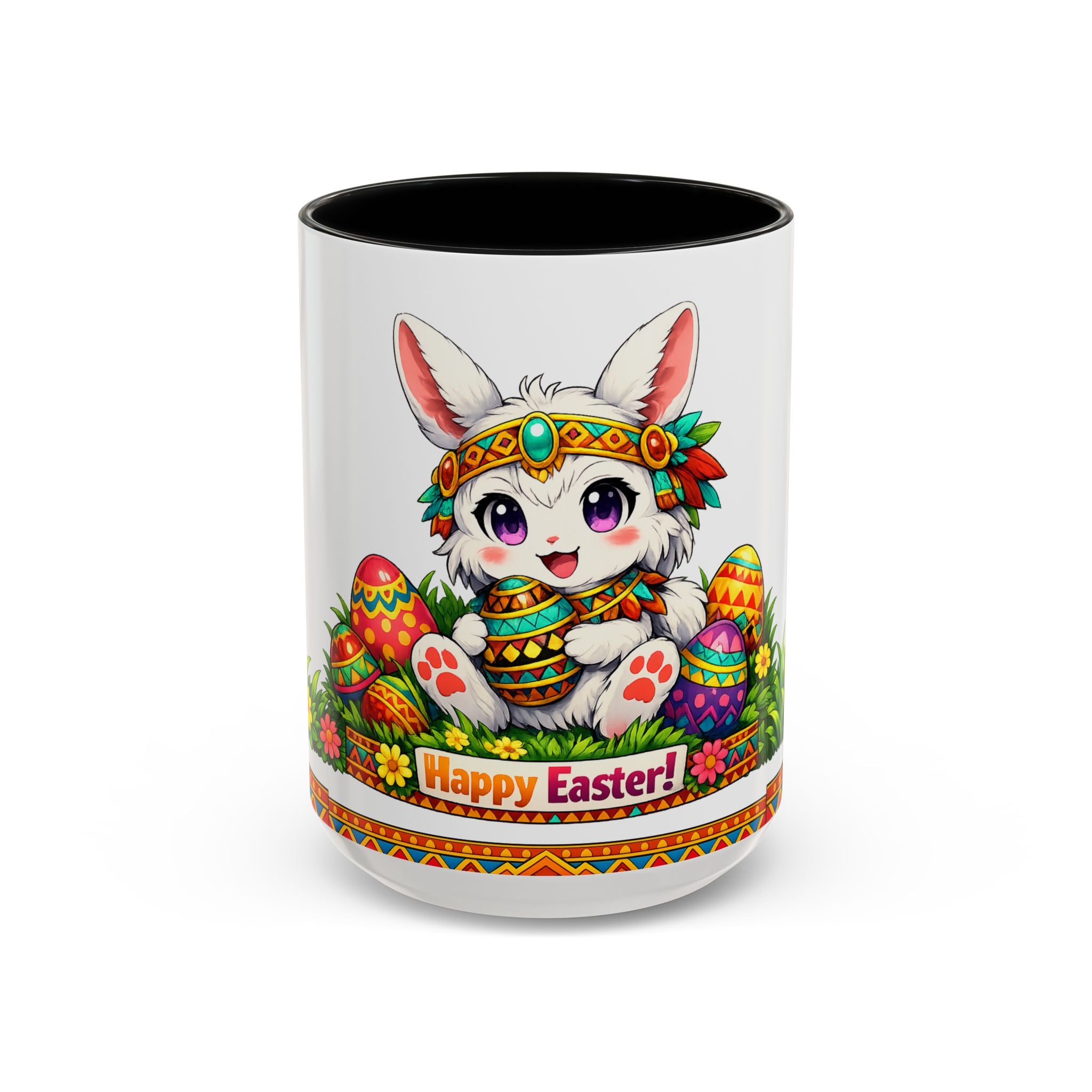 Cute Easter Bunny with Colorful Eggs Mug Accent Coffee Mug