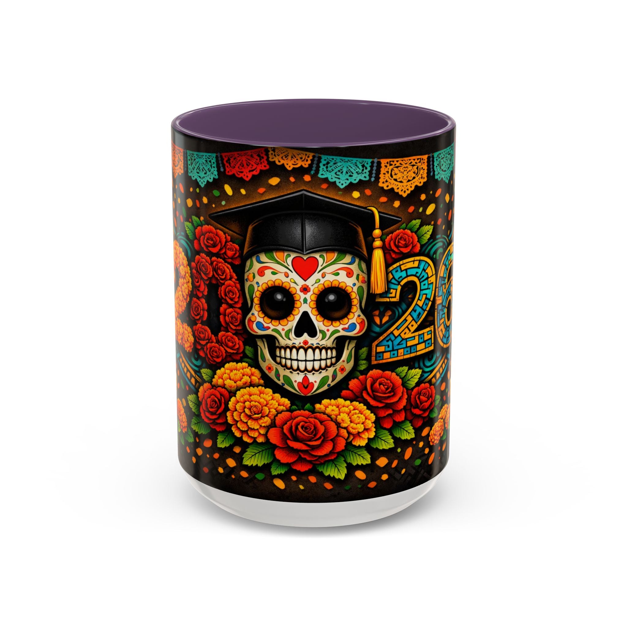 Day of the Dead Graduation Skull Accent Coffee Mug — Class of '26 Cappuccino Cup