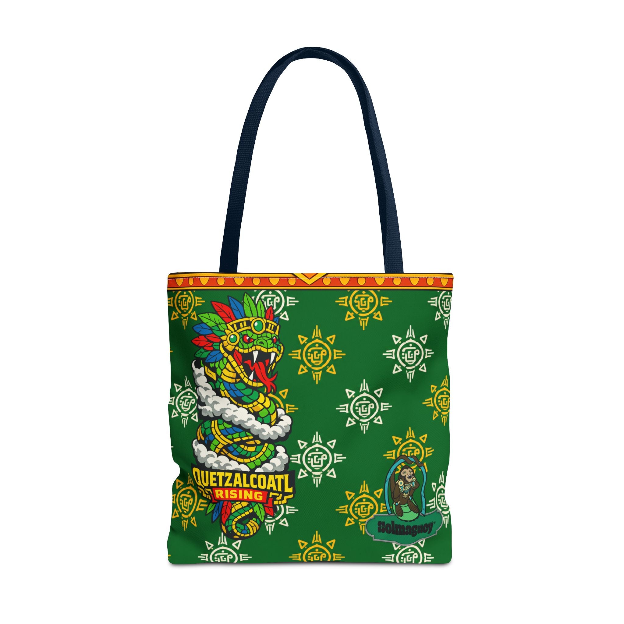 Quetzalcoatl Rising Tote Bag — Aztec Feathered Serpent All-Over Print