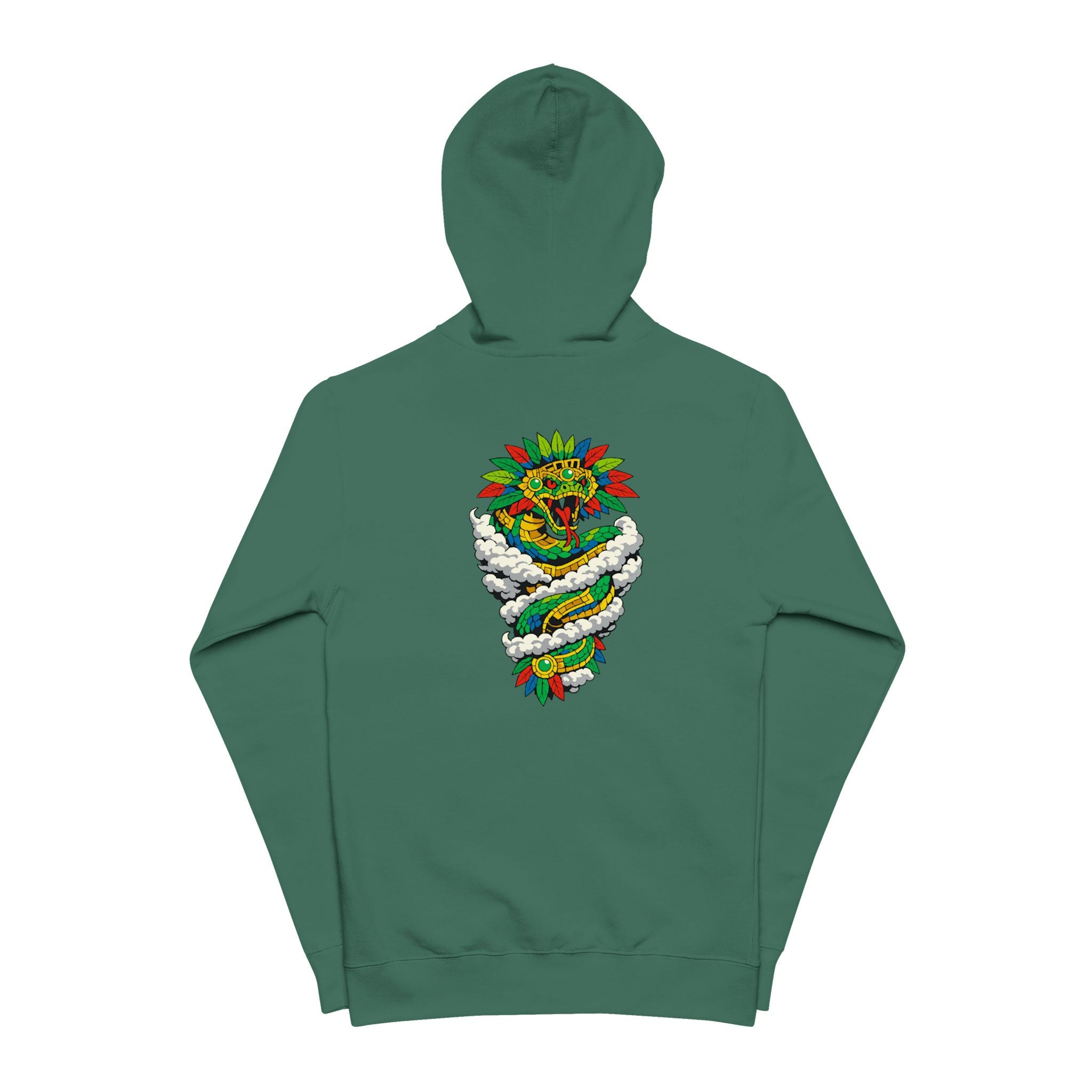 Quetzalcoatl Aztec Zip-Up Hoodie — Colorful Serpent & Calendar Design