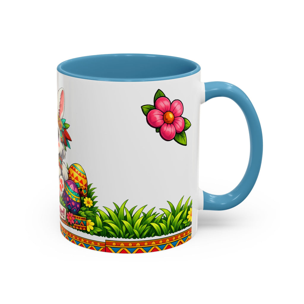 Cute Easter Bunny with Colorful Eggs Mug Accent Coffee Mug