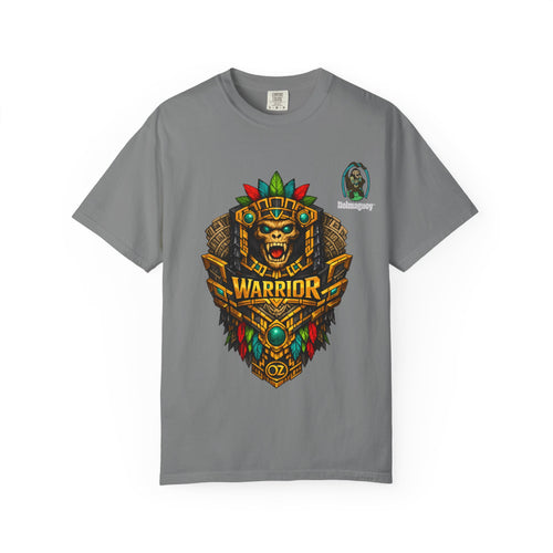 Aztec Monkey Warrior T-Shirt — Bold Warrior Emblem & Drum Warrior Back Design