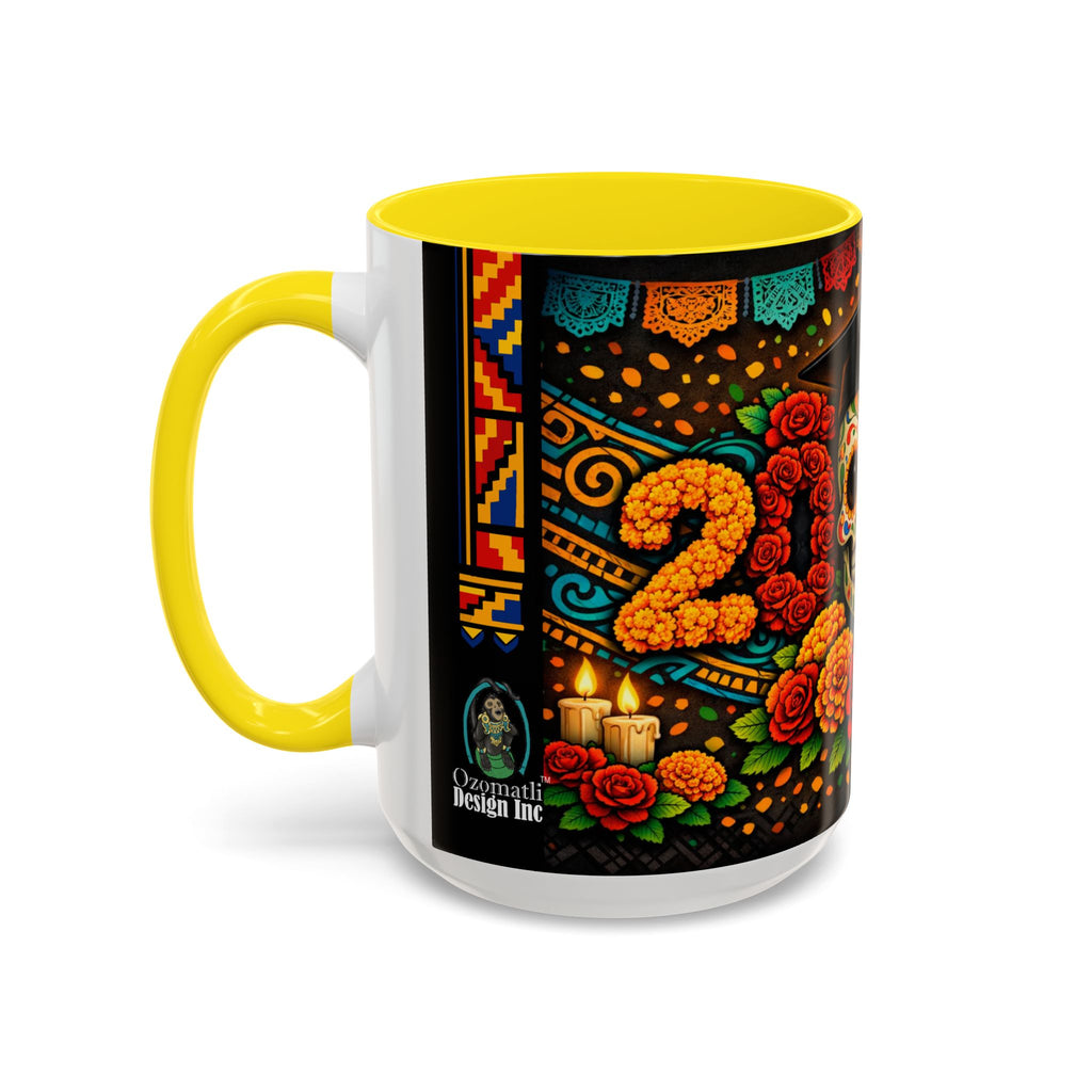 Day of the Dead Graduation Skull Accent Coffee Mug — Class of '26 Cappuccino Cup