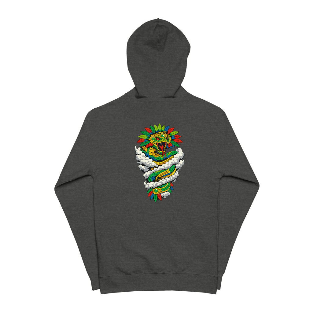 Quetzalcoatl Aztec Zip-Up Hoodie — Colorful Serpent & Calendar Design