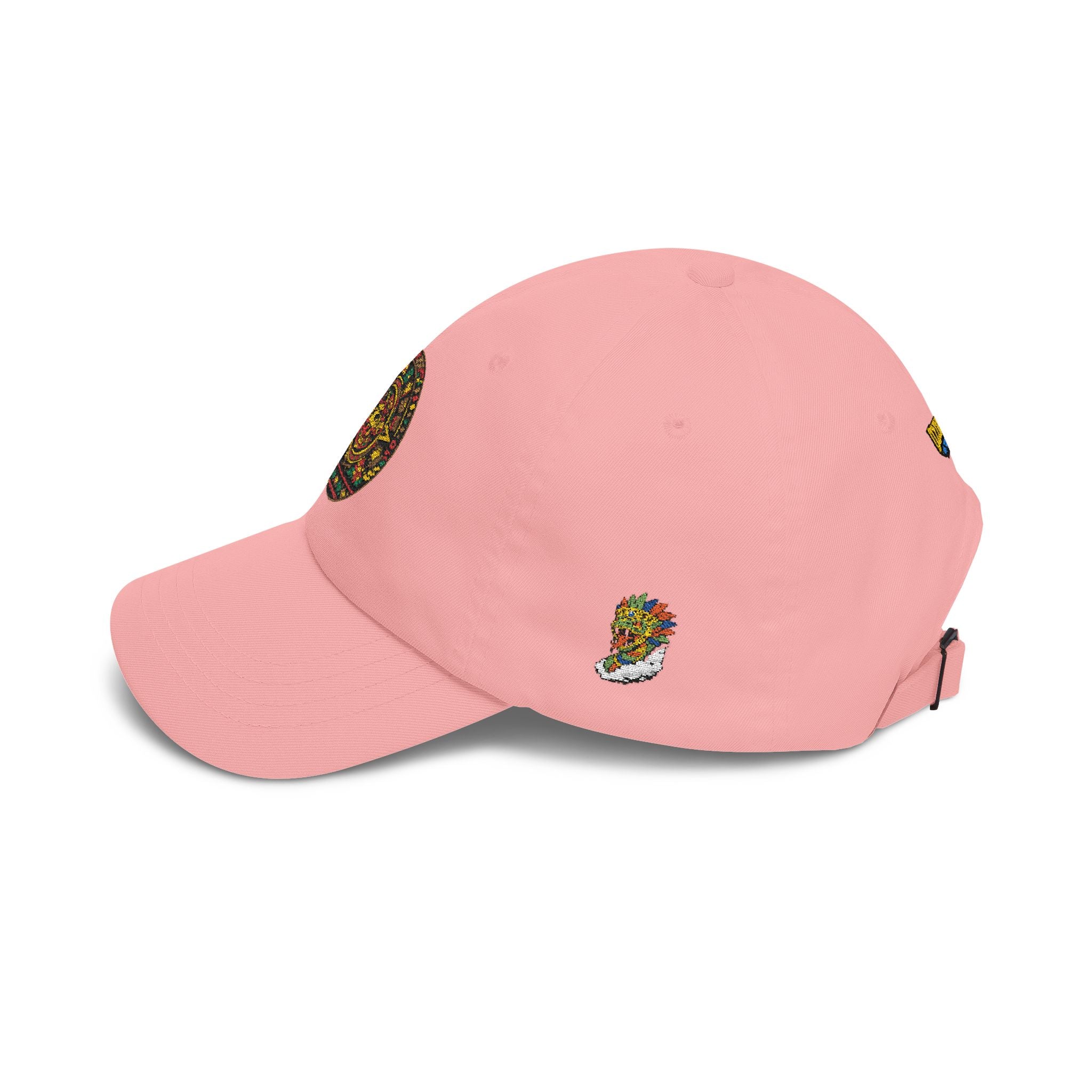 Dad Cap — Colorful Aztec Calendar & Quetzalcoatl Embroidered Hat