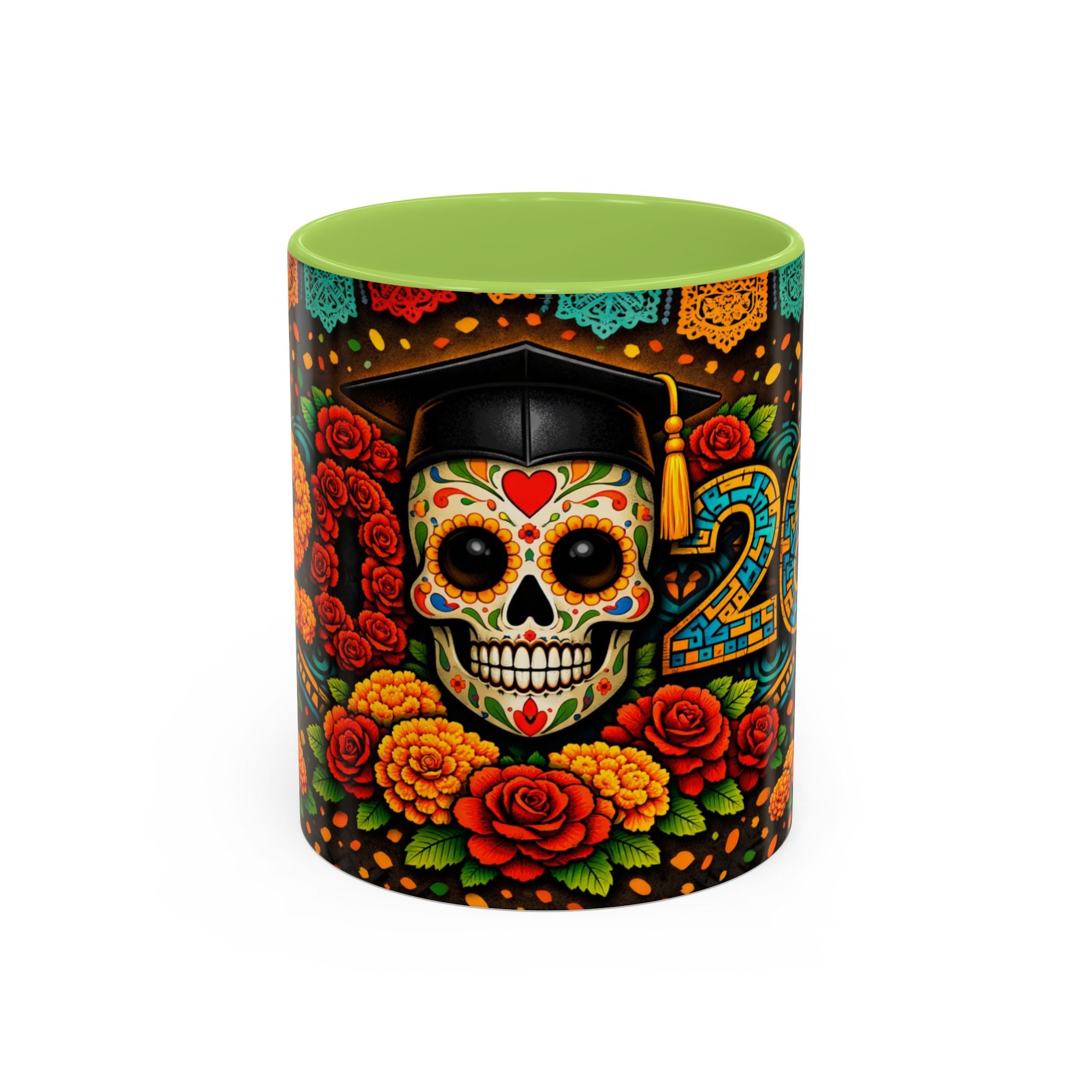 Day of the Dead Graduation Skull Accent Coffee Mug — Class of '26 Cappuccino Cup
