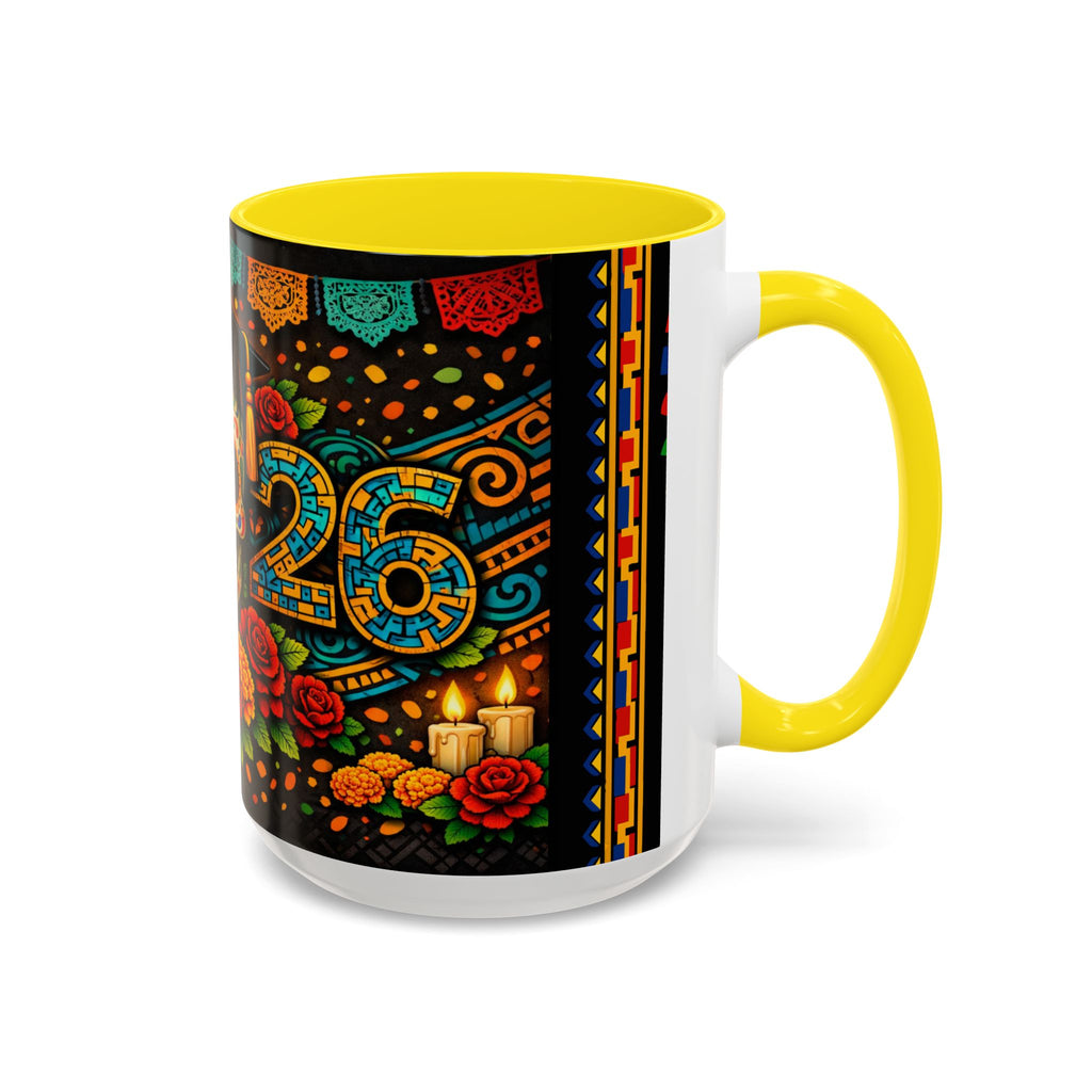 Day of the Dead Graduation Skull Accent Coffee Mug — Class of '26 Cappuccino Cup