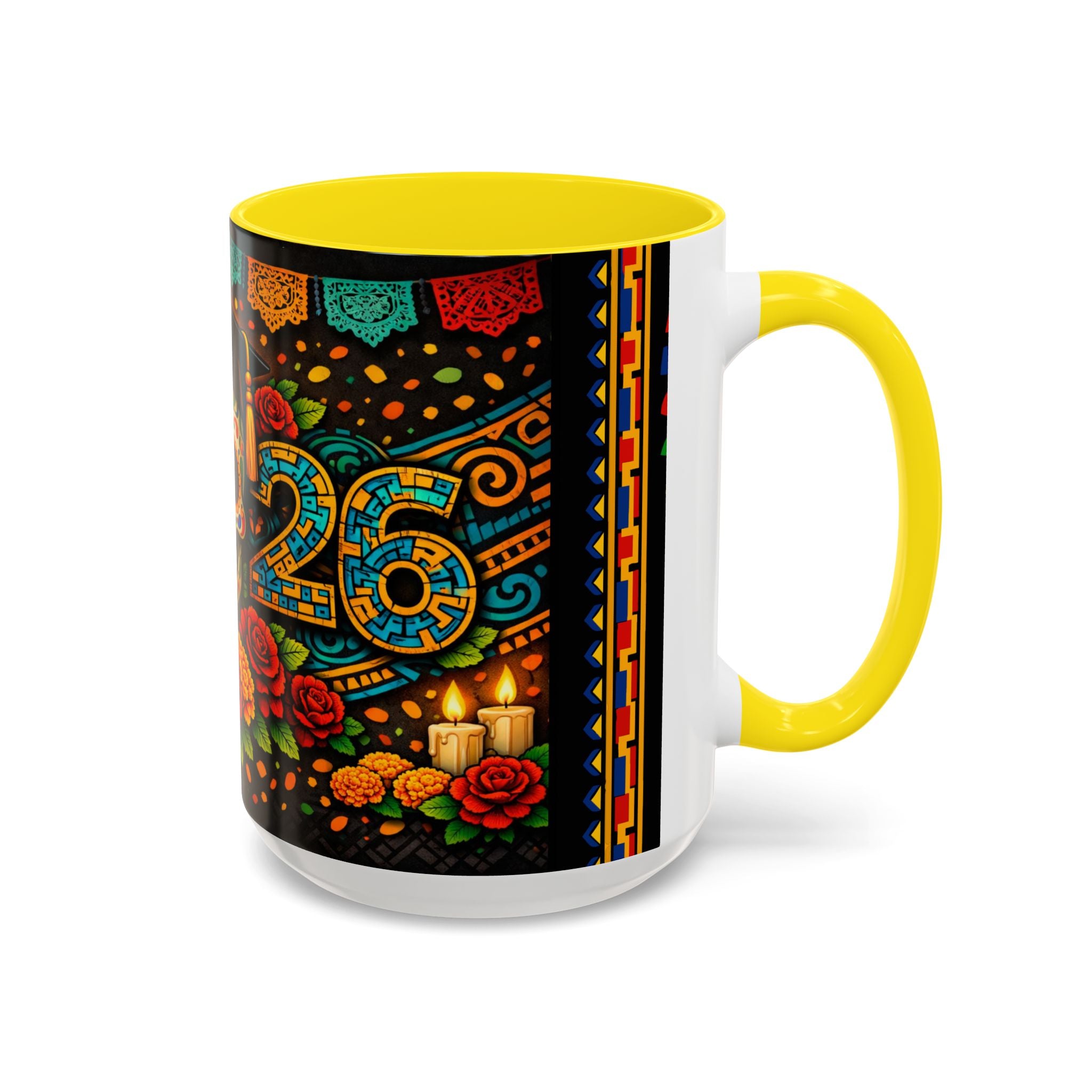 Day of the Dead Graduation Skull Accent Coffee Mug — Class of '26 Cappuccino Cup