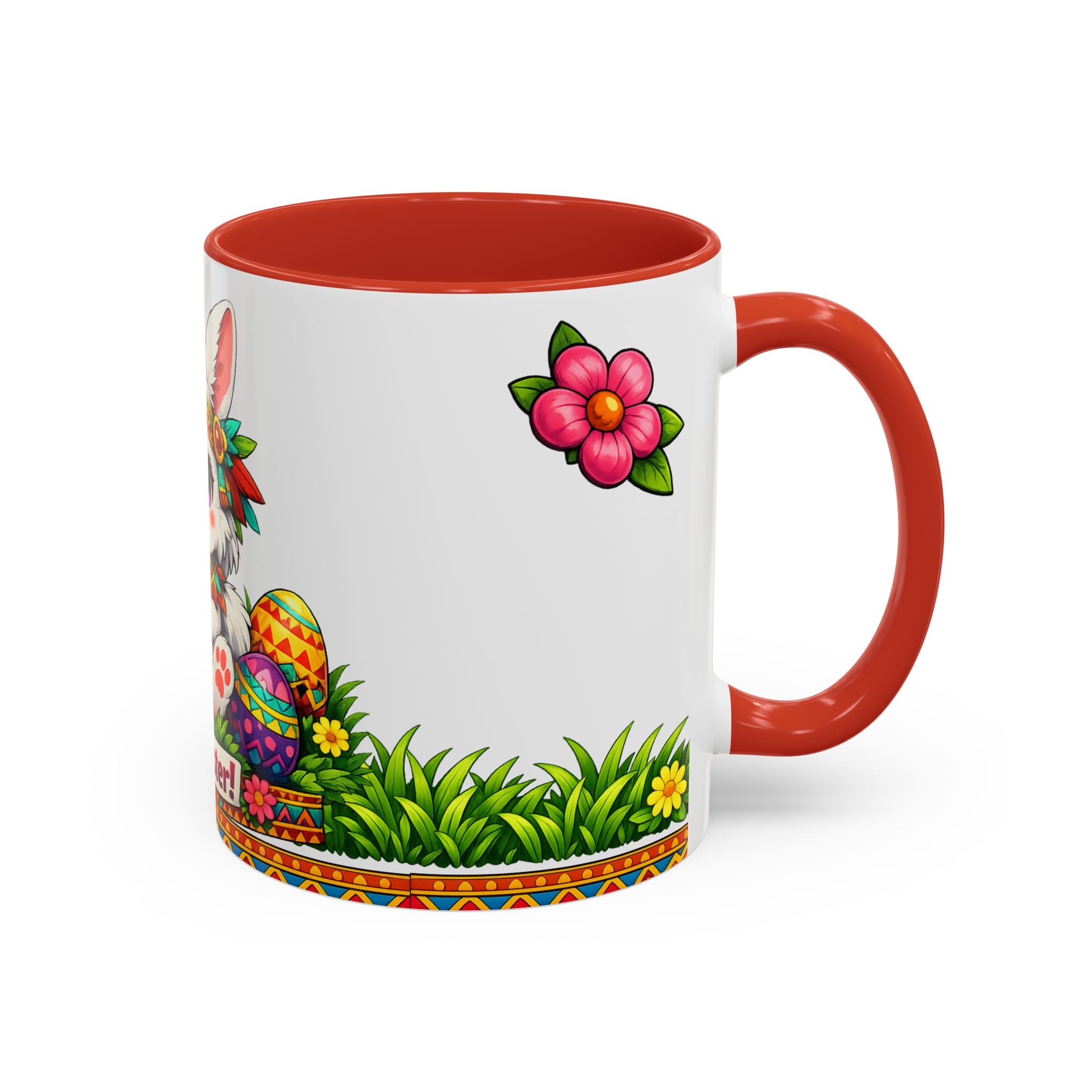 Cute Easter Bunny with Colorful Eggs Mug Accent Coffee Mug EU