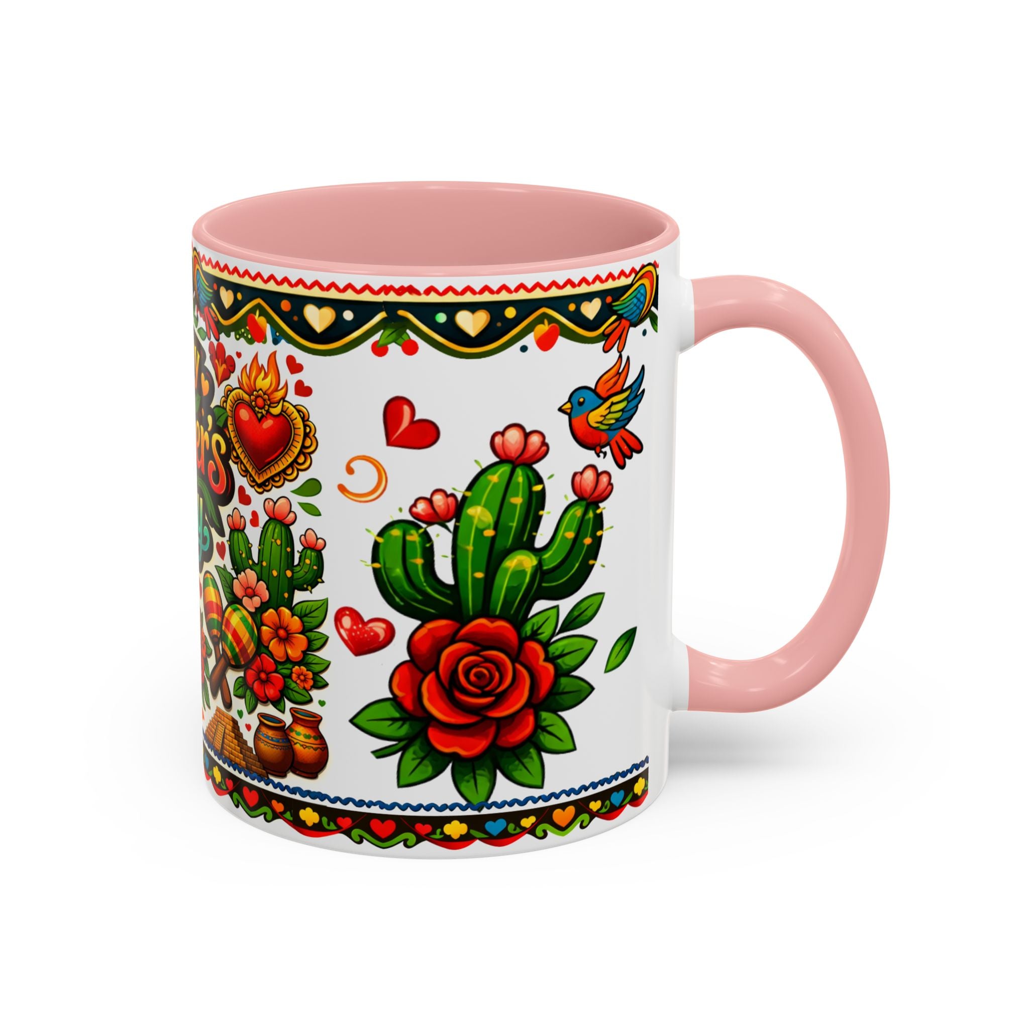 Happy Mother's Day Accent Coffee Mug – Colorful Mexican Folk Art Design