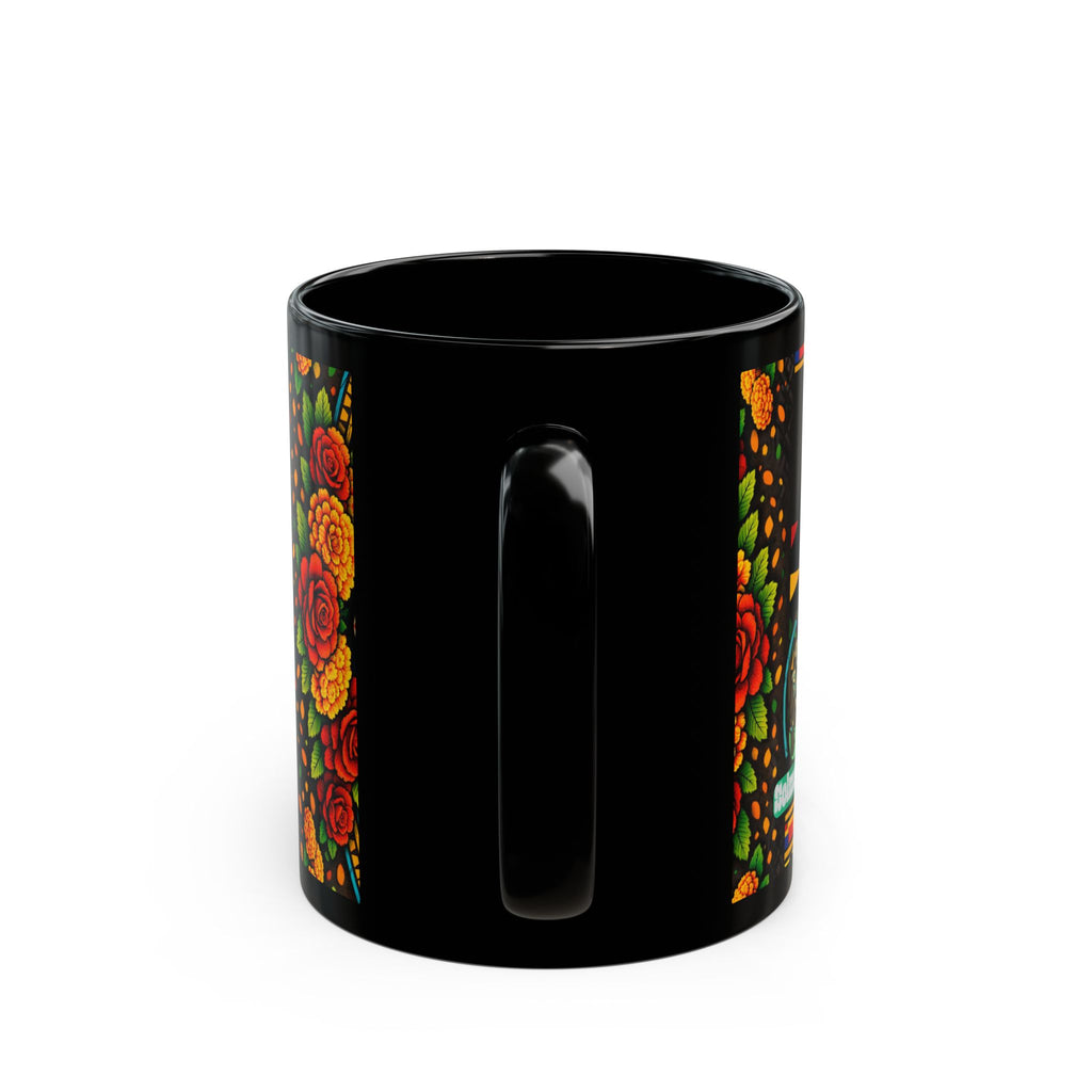 Happy Mother's Day Mexican Fiesta Mug — Colorful Floral & Sombrero Design (Black 11oz/15oz)