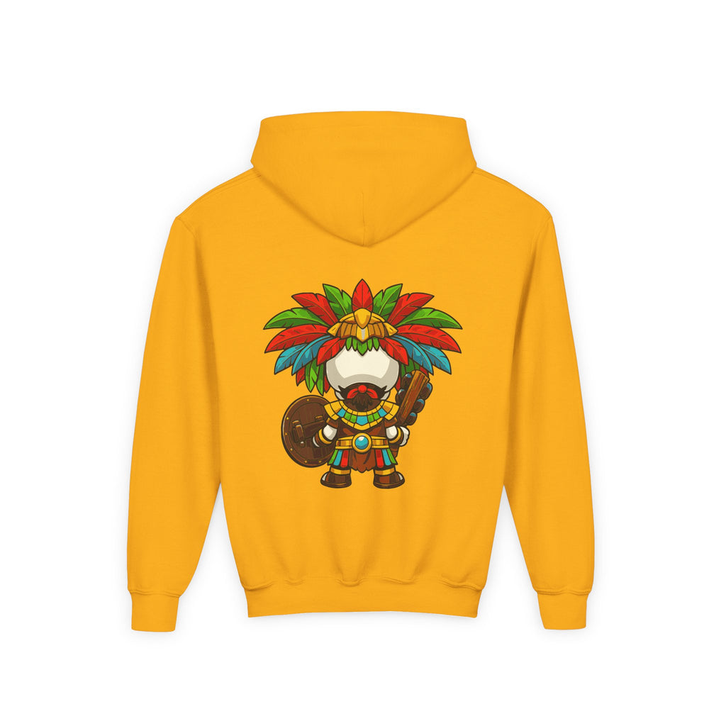 Youth Hoodie — Colorful Aztec Sugar Skull & Warrior Kids Pullover