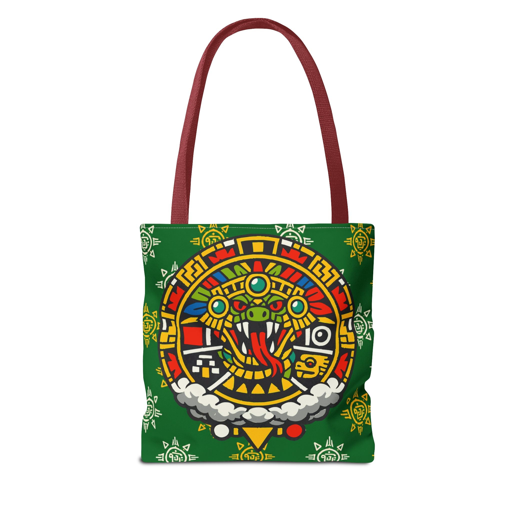 Quetzalcoatl Rising Tote Bag — Aztec Feathered Serpent All-Over Print